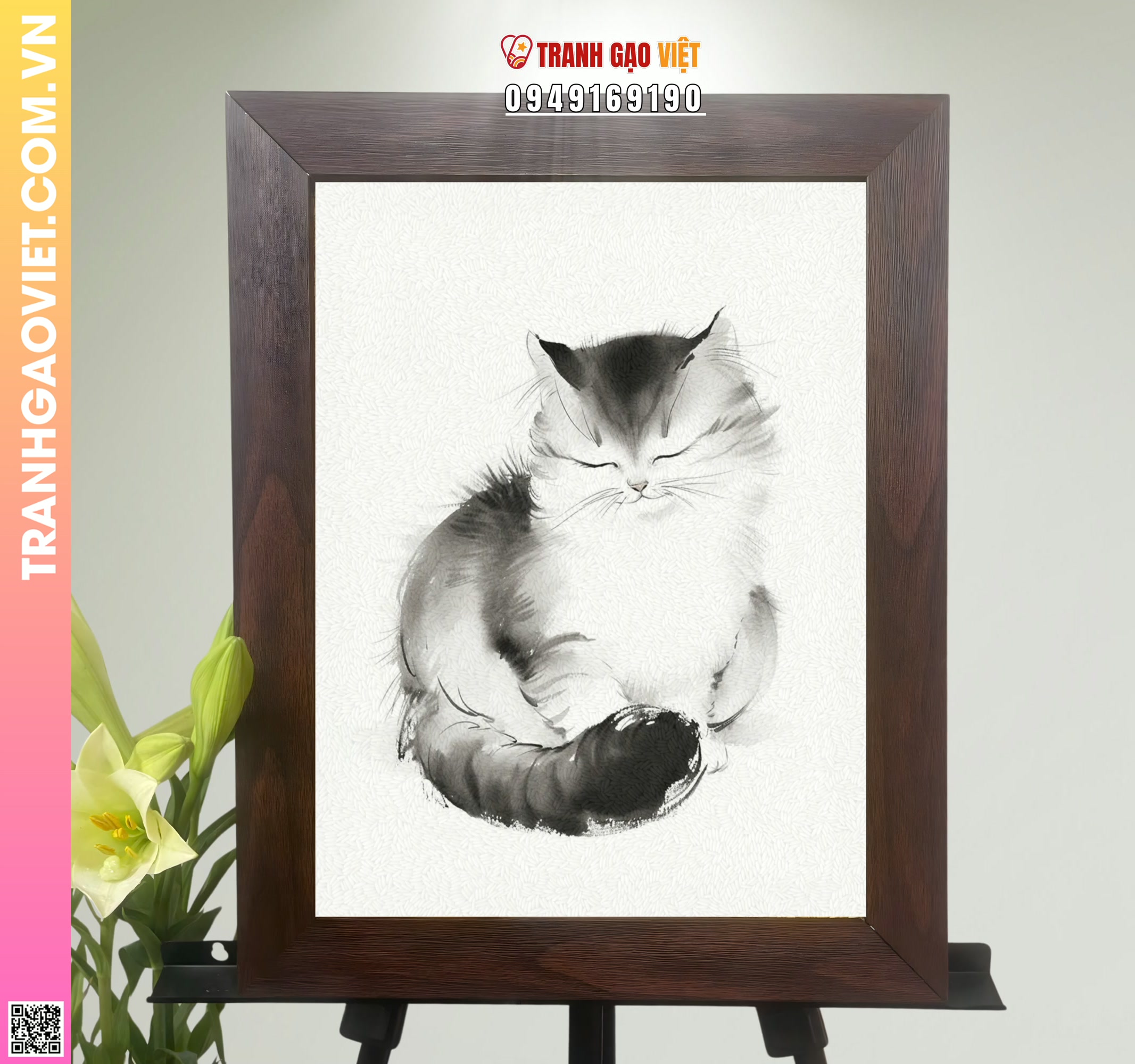 Tranh Gạo Nàng Mèo Hình ảnh Tranh Gạo Nàng Mèo - Ảnh thực tế sản phẩm Tranh Gạo