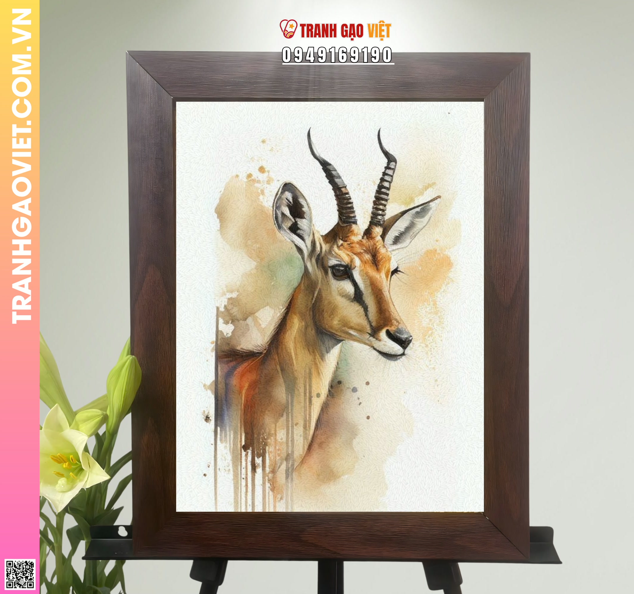 Tranh Gạo Nét Linh Dương Hình ảnh Tranh Gạo Nét Linh Dương - Ảnh thực tế sản phẩm Tranh Gạo