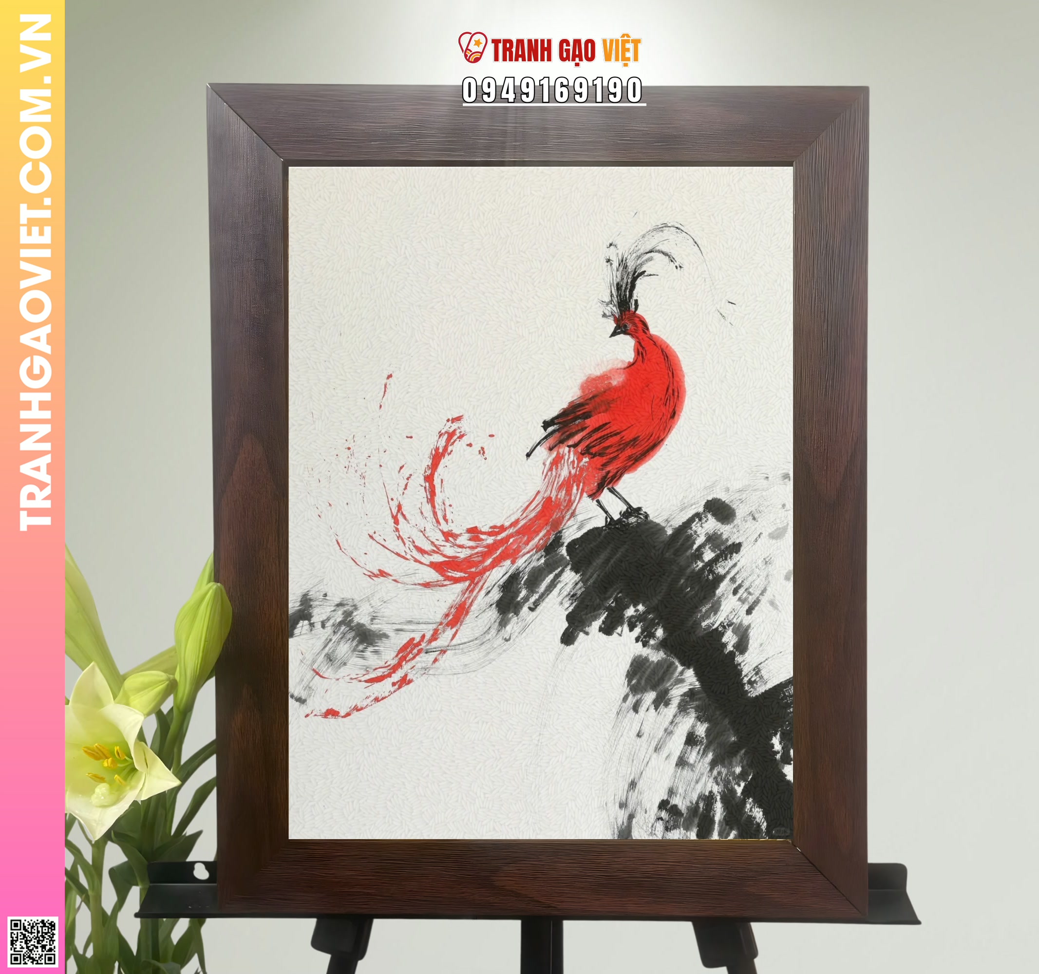 Tranh Gạo Phượng Hoàng Lửa Hình ảnh Tranh Gạo Phượng Hoàng Lửa - Ảnh thực tế sản phẩm Tranh Gạo