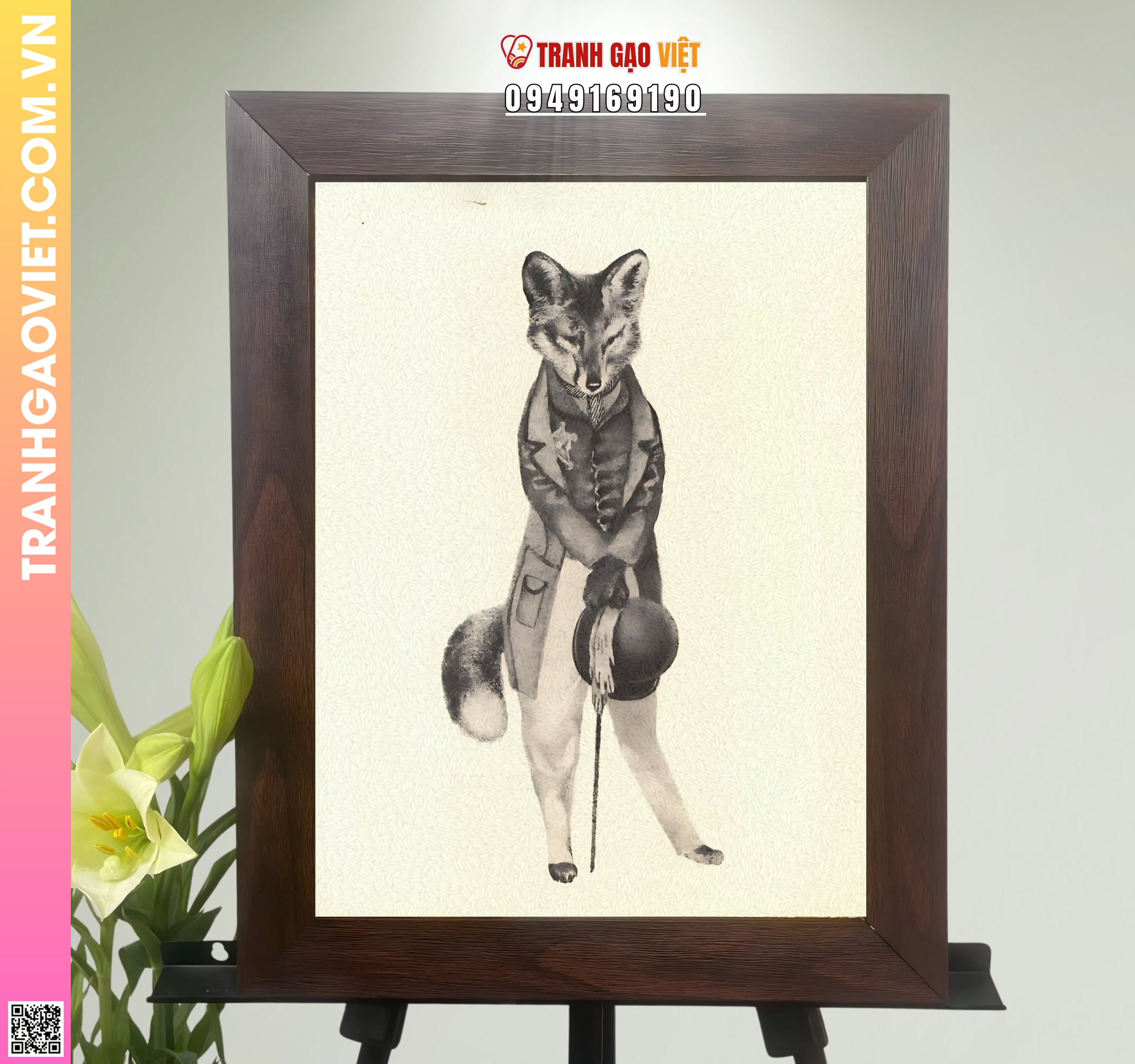 Tranh Gạo Quý Ông Cáo Hình ảnh Tranh Gạo Quý Ông Cáo - Ảnh thực tế sản phẩm Tranh Gạo