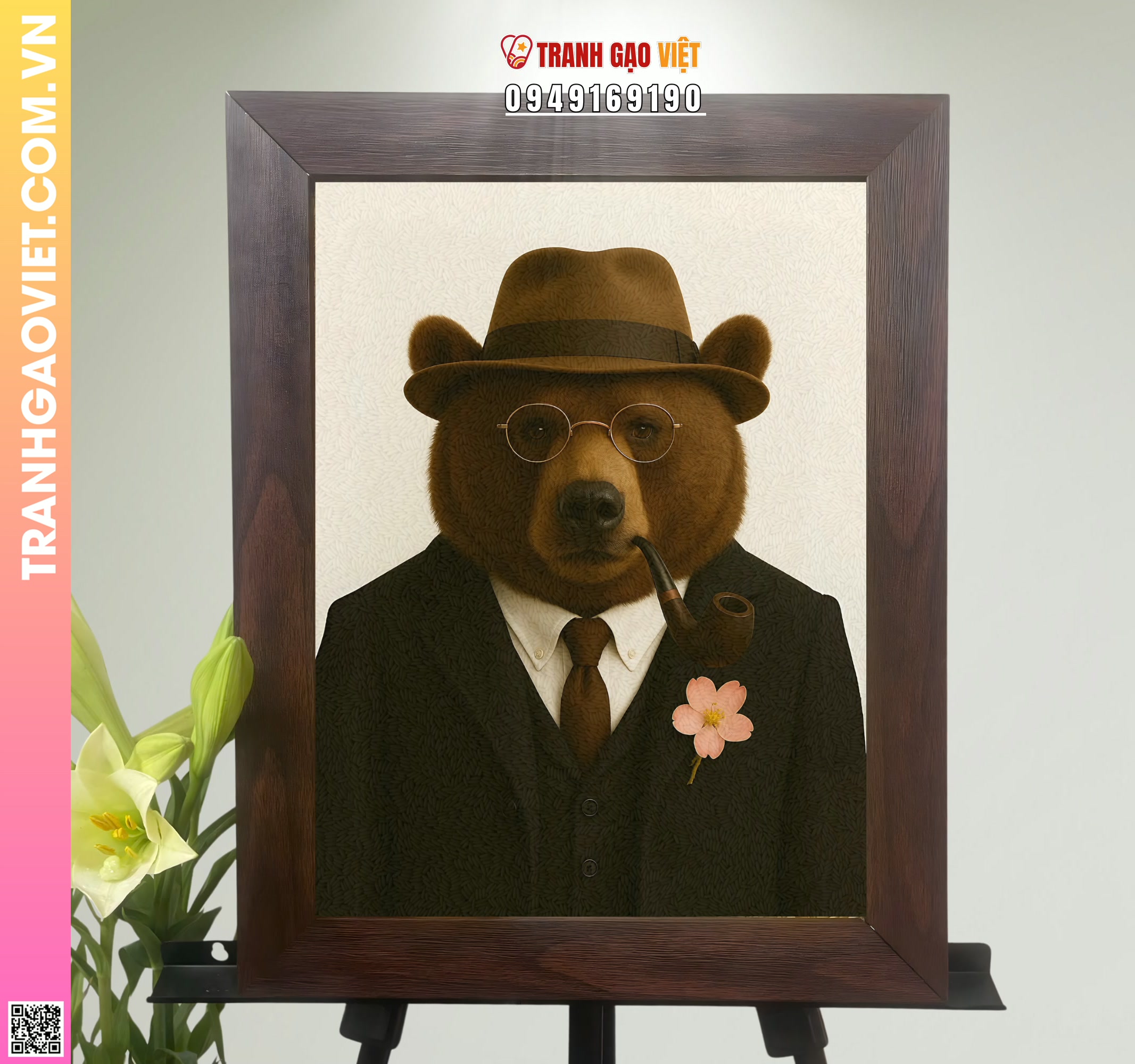 Tranh Gạo Quý Ông Gấu Hình ảnh Tranh Gạo Quý Ông Gấu - Ảnh thực tế sản phẩm Tranh Gạo