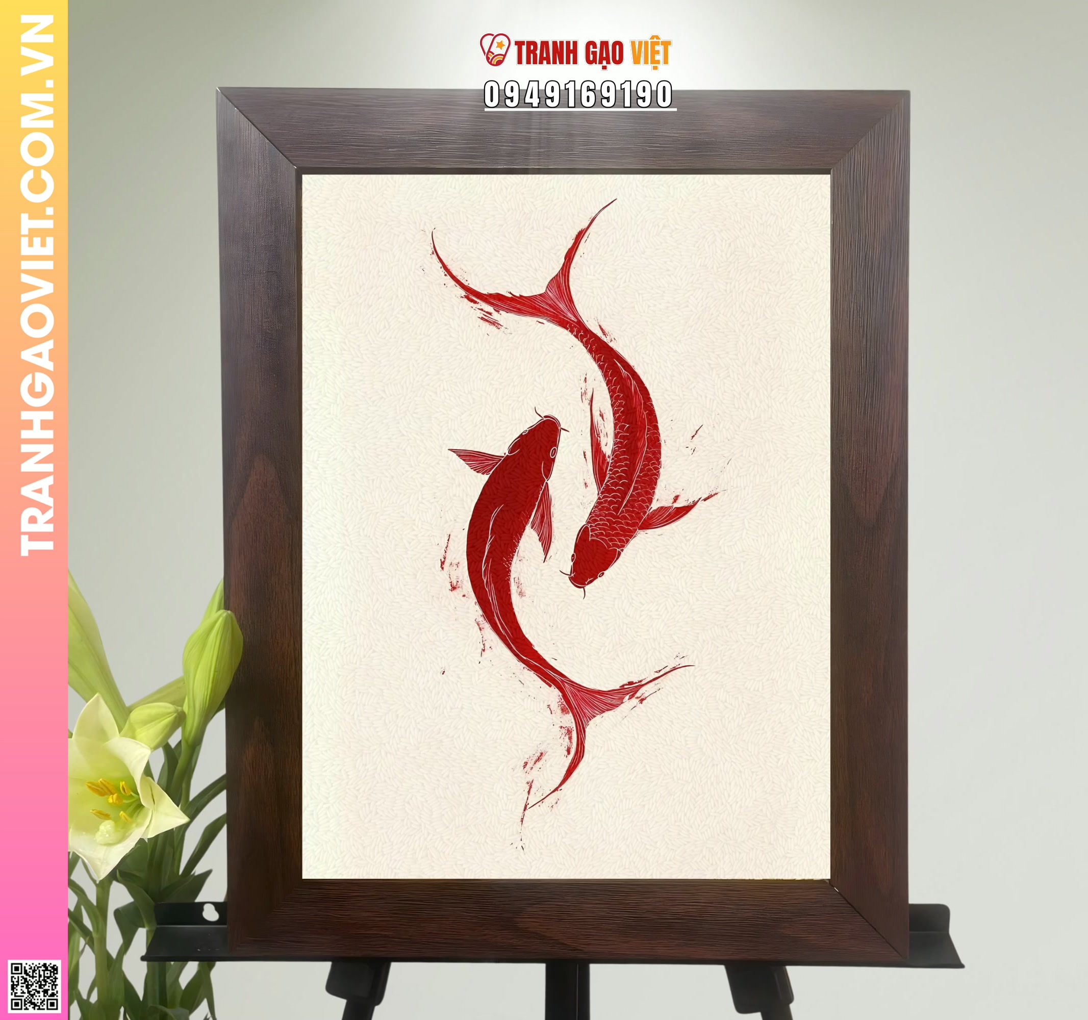 Tranh Gạo Song Ngư Hình ảnh Tranh Gạo Song Ngư - Ảnh thực tế sản phẩm Tranh Gạo