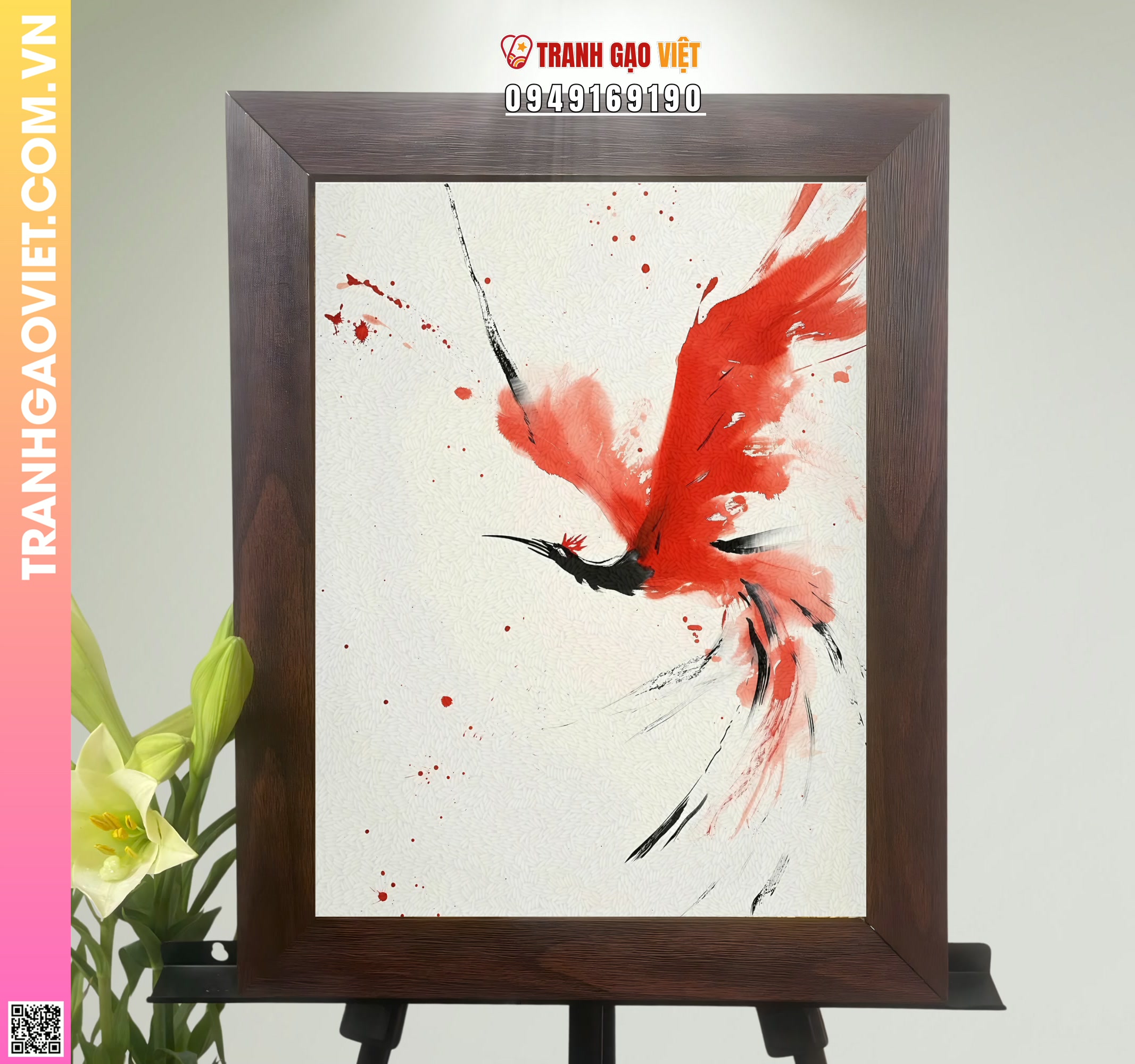 Tranh Gạo Vẻ Đẹp Chim Phượng Hoàng Hình ảnh Tranh Gạo Vẻ Đẹp Chim Phượng Hoàng - Ảnh thực tế sản phẩm Tranh Gạo