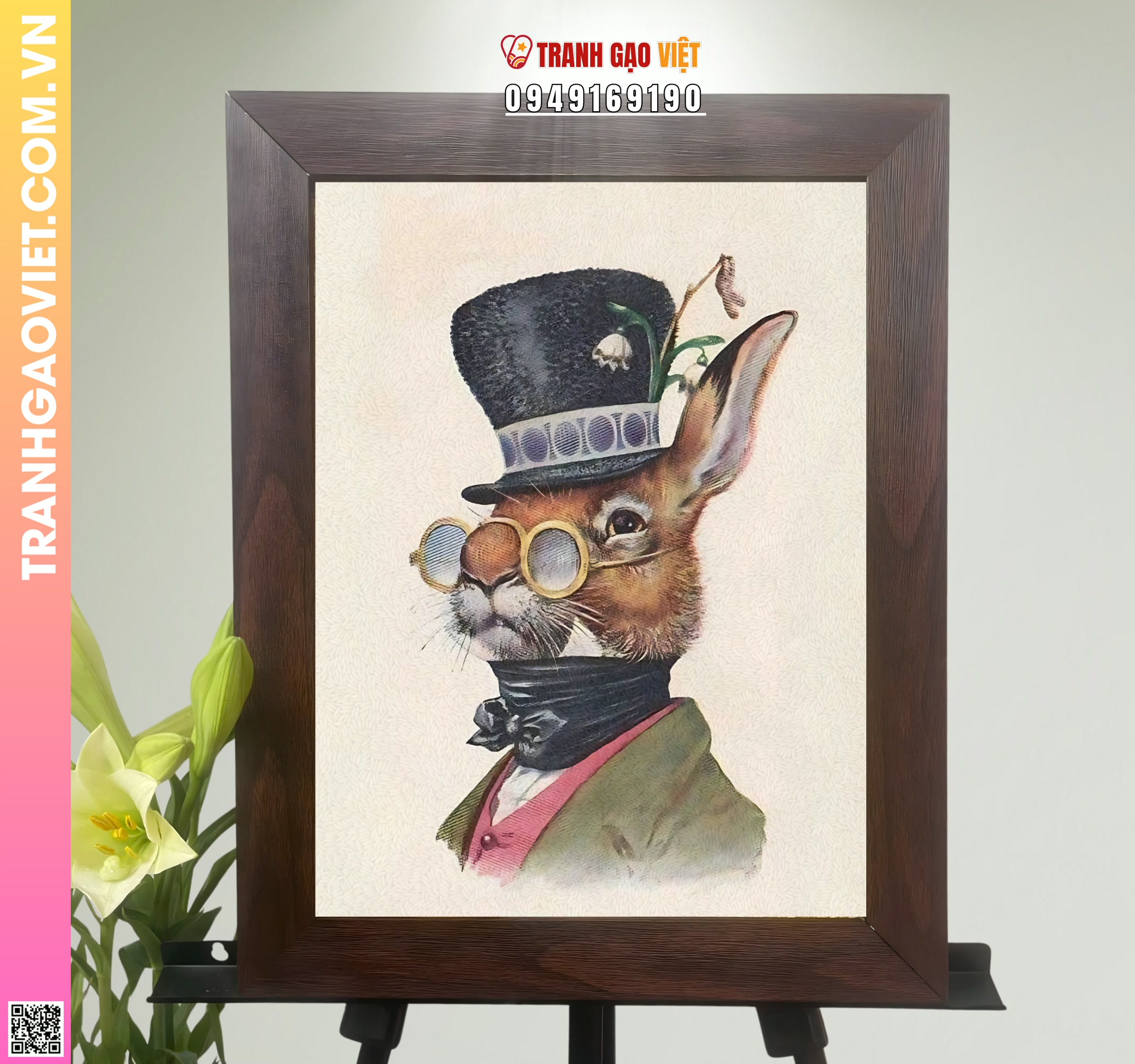 Tranh Gạo Ông Thỏ Hình ảnh Tranh Gạo Ông Thỏ - Ảnh thực tế sản phẩm Tranh Gạo