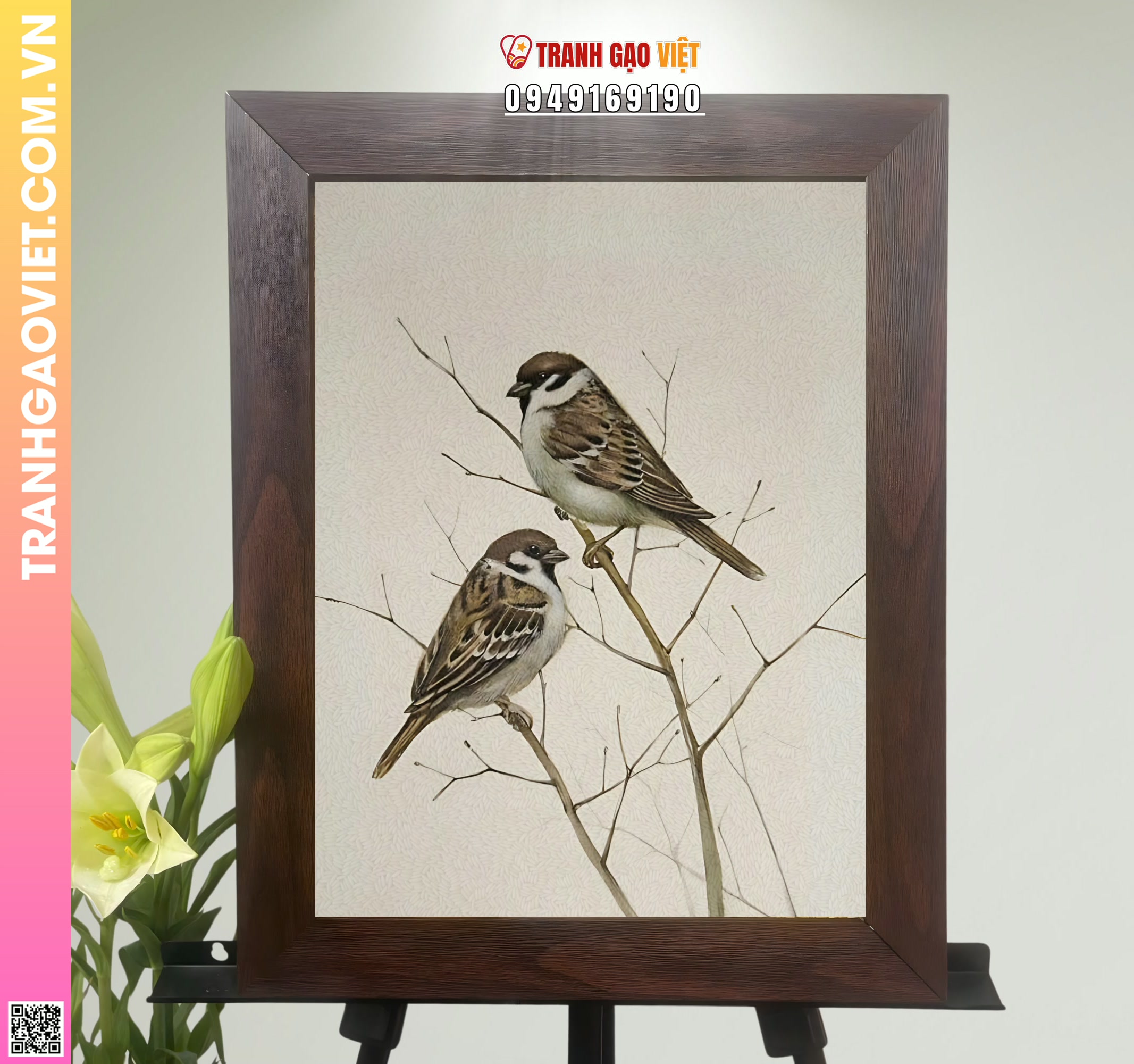 Tranh Gạo Đôi Chim Hình ảnh Tranh Gạo Đôi Chim - Ảnh thực tế sản phẩm Tranh Gạo