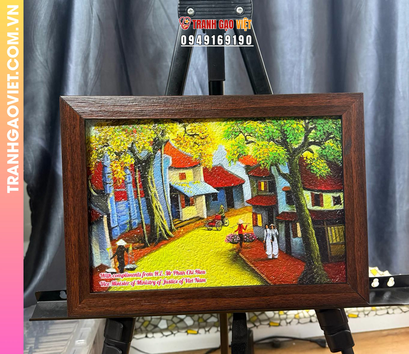 Tranh gạo Góc phố Hà Nội