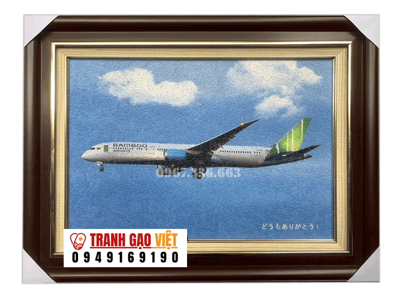 Tranh gạo màu Máy bay Bamboo Airways Hình ảnh Tranh gạo màu Máy bay Bamboo Airways - Ảnh thực tế sản phẩm Tranh Gạo
