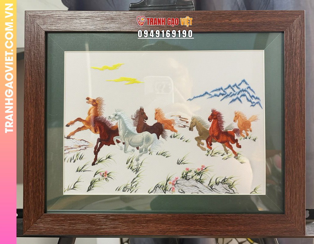 Tranh Thêu Tay Mã Đáo Thành Công Phong Thủy Ý Nghĩa