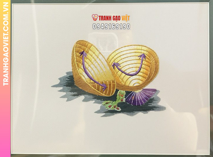 Tranh Thêu Tay Đôi Nón Lá Việt Nam Tinh Tế - Ảnh 2