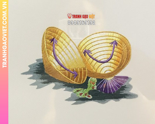 Tranh Thêu Tay Đôi Nón Lá Việt Nam Tinh Tế - Ảnh 3
