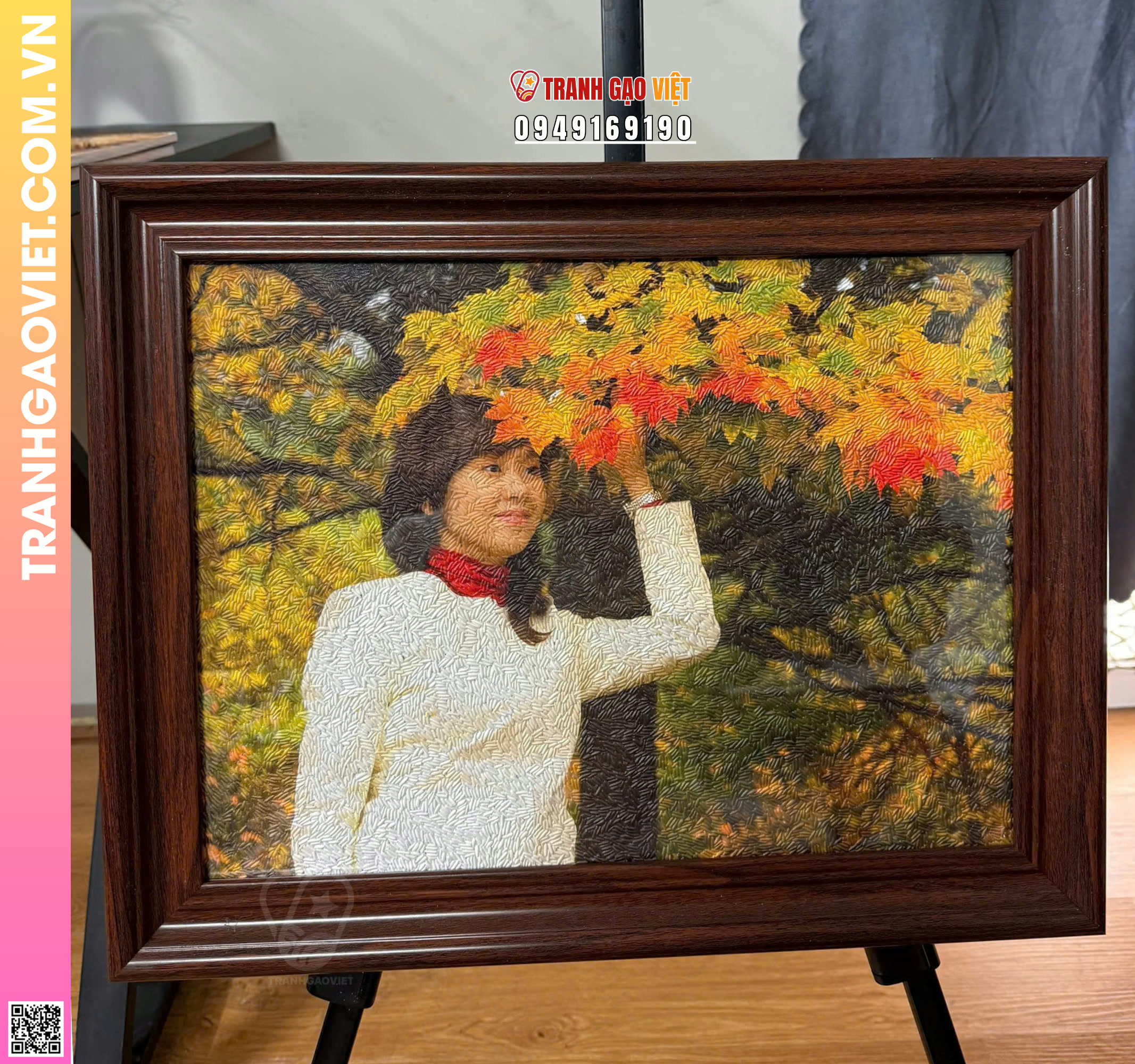 Tranh Gạo Chân Dung Vẻ Đẹp Mùa Thu Hình ảnh Tranh Gạo Chân Dung Vẻ Đẹp Mùa Thu - Ảnh thực tế sản phẩm Tranh Gạo