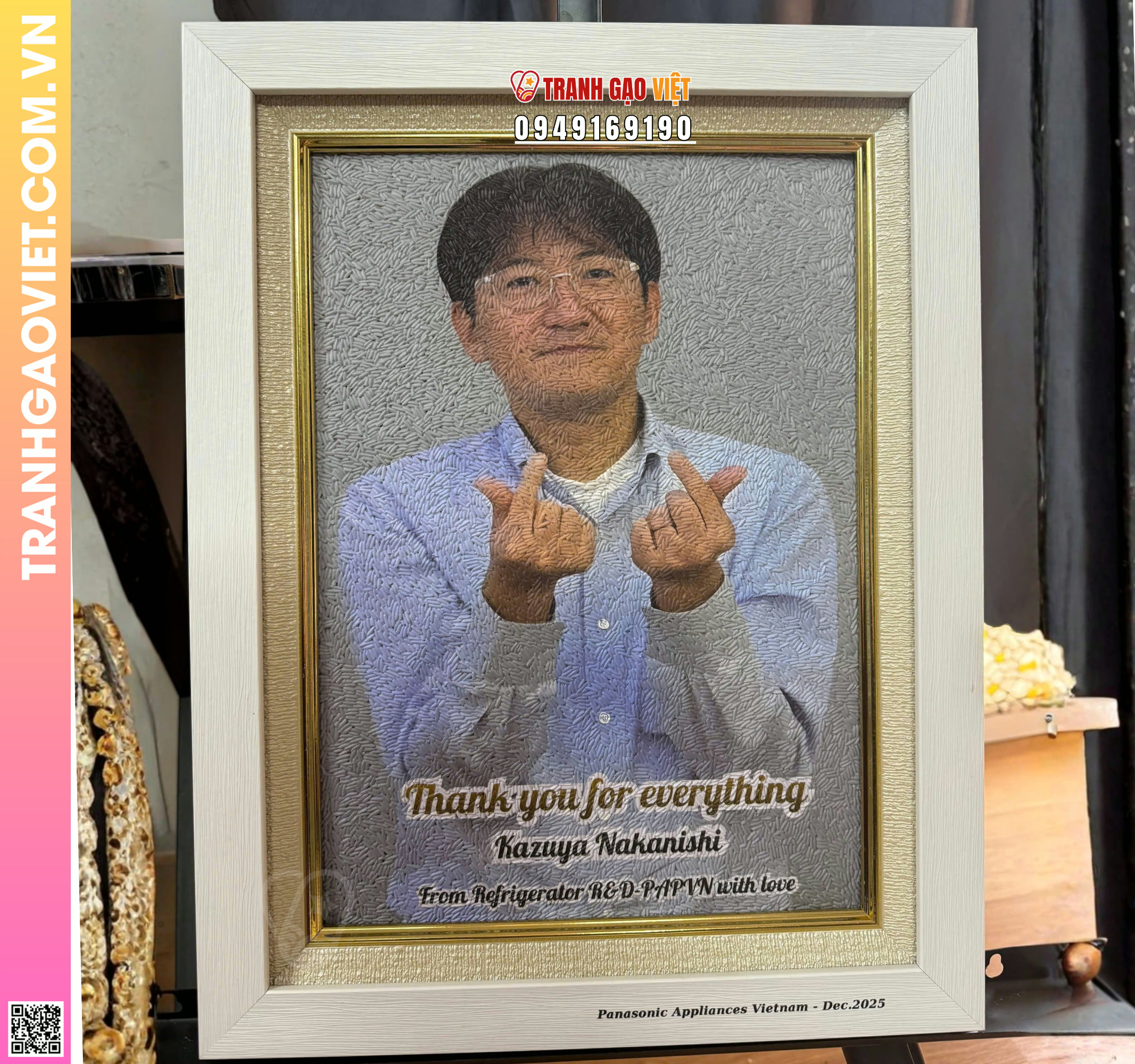 Tranh Gạo chân dung Ngài Kazuya Nakanishi Hình ảnh Tranh Gạo chân dung Ngài Kazuya Nakanishi - Ảnh thực tế sản phẩm Tranh Gạo
