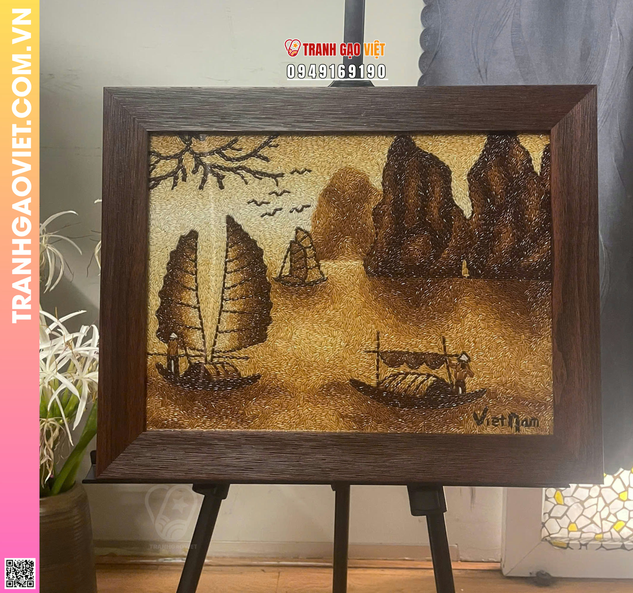 Tranh Gạo Rang Vịnh Hạ Long Thắng Cảnh quà tặng du lịch Hình ảnh Tranh Gạo Rang Vịnh Hạ Long Thắng Cảnh quà tặng du lịch - Ảnh thực tế sản phẩm Tranh Gạo