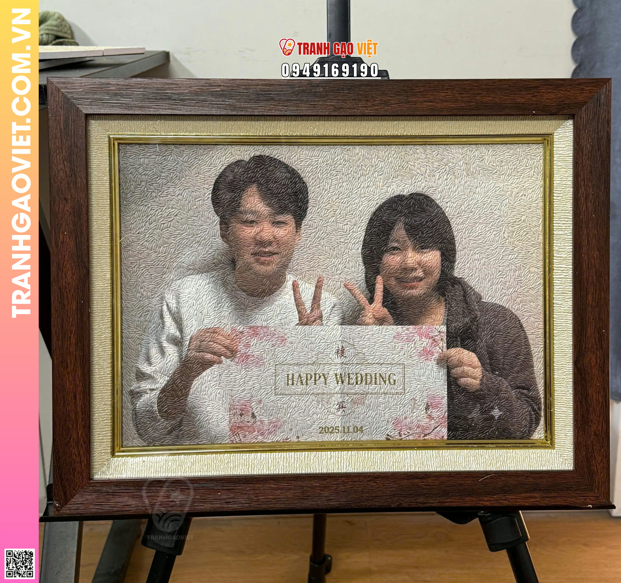Tranh Gạo tặng kỷ niệm Đám Cưới hạnh phúc Hình ảnh Tranh Gạo tặng kỷ niệm Đám Cưới hạnh phúc - Ảnh thực tế sản phẩm Tranh Gạo