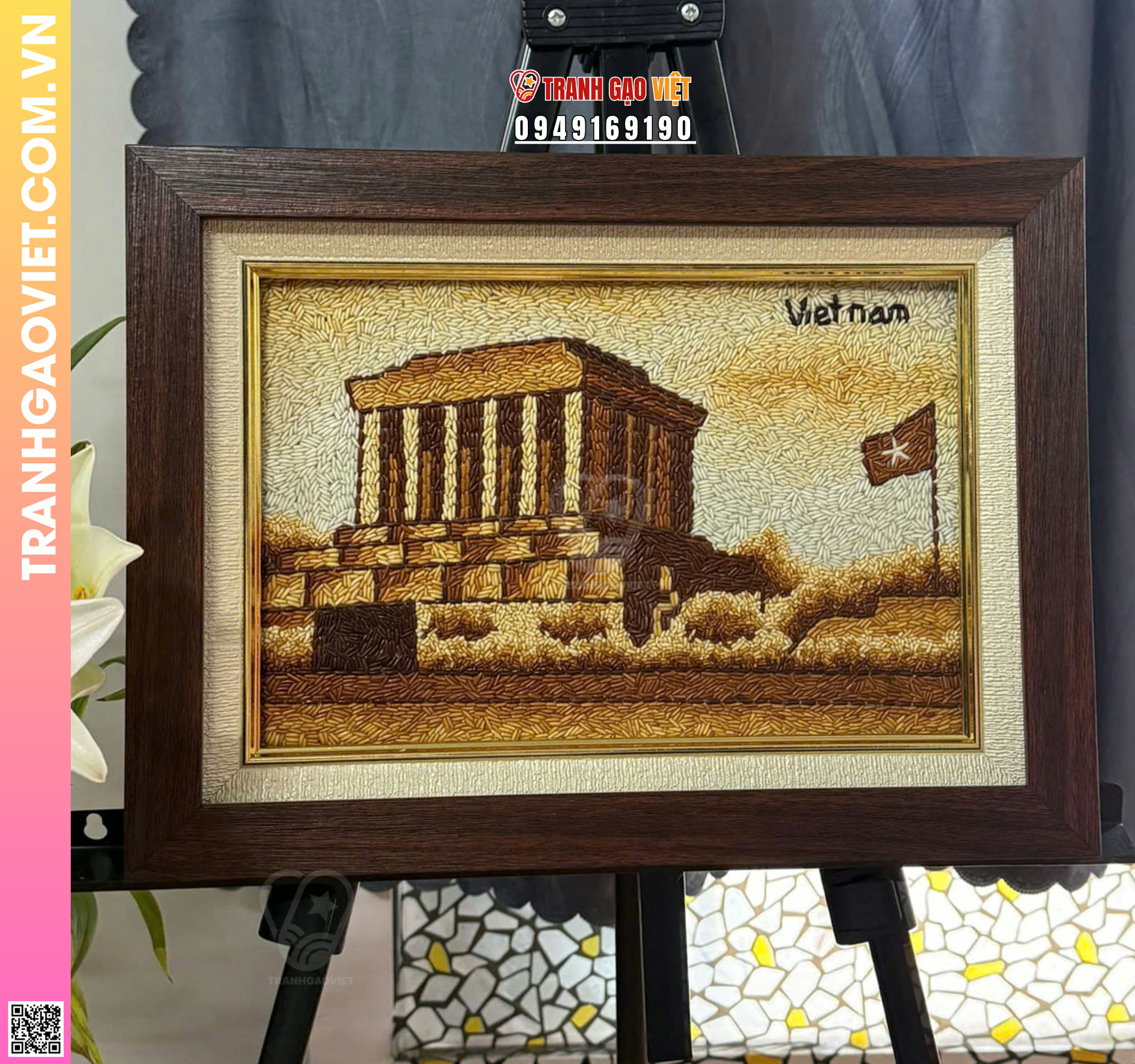 Tranh Gạo Rang Lăng Chủ Tịch - Bản Nhỏ Để Bàn Hình ảnh Tranh Gạo Rang Lăng Chủ Tịch - Bản Nhỏ Để Bàn - Ảnh thực tế sản phẩm Tranh Gạo