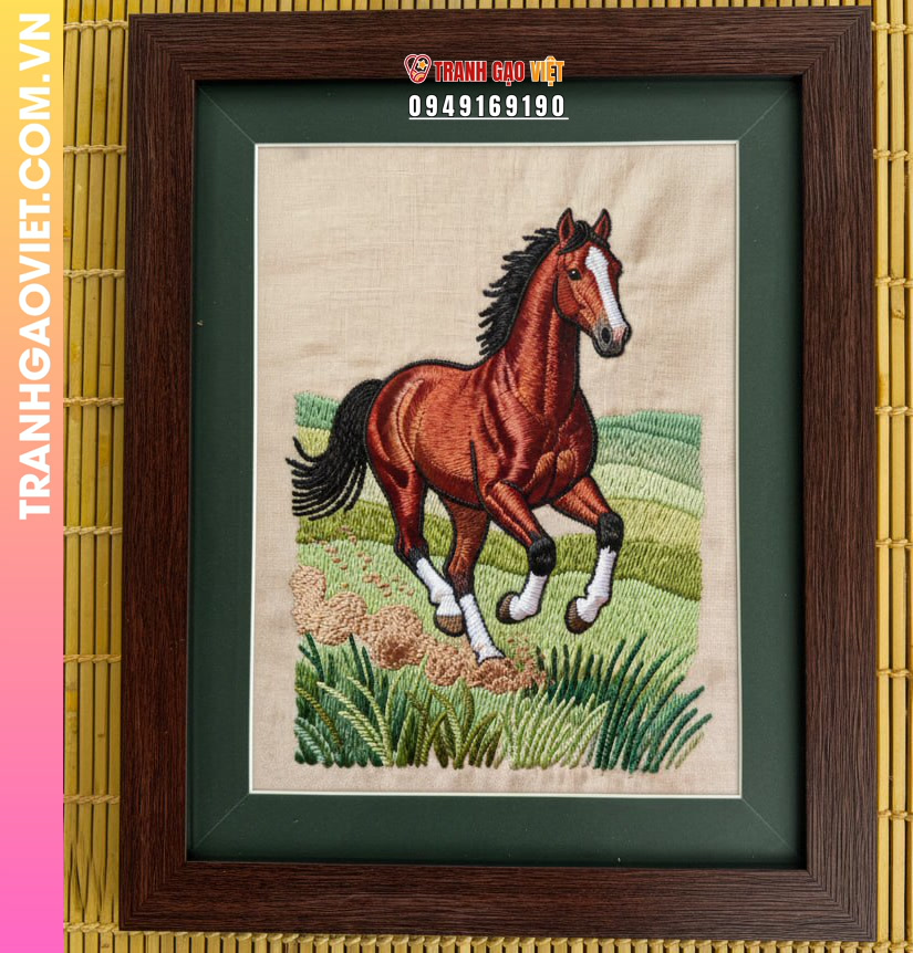 Tranh Thêu Chiến Mã Phi Nước Đại Mạnh Mẽ
