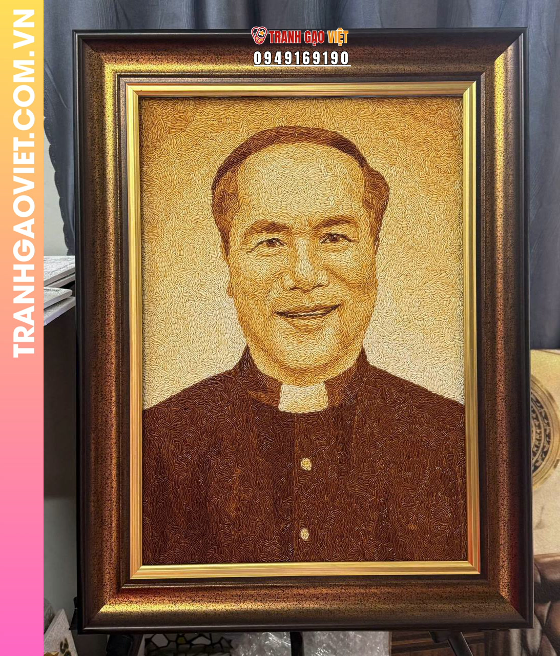 Tranh gạo truyền thần Cha Công Giáo