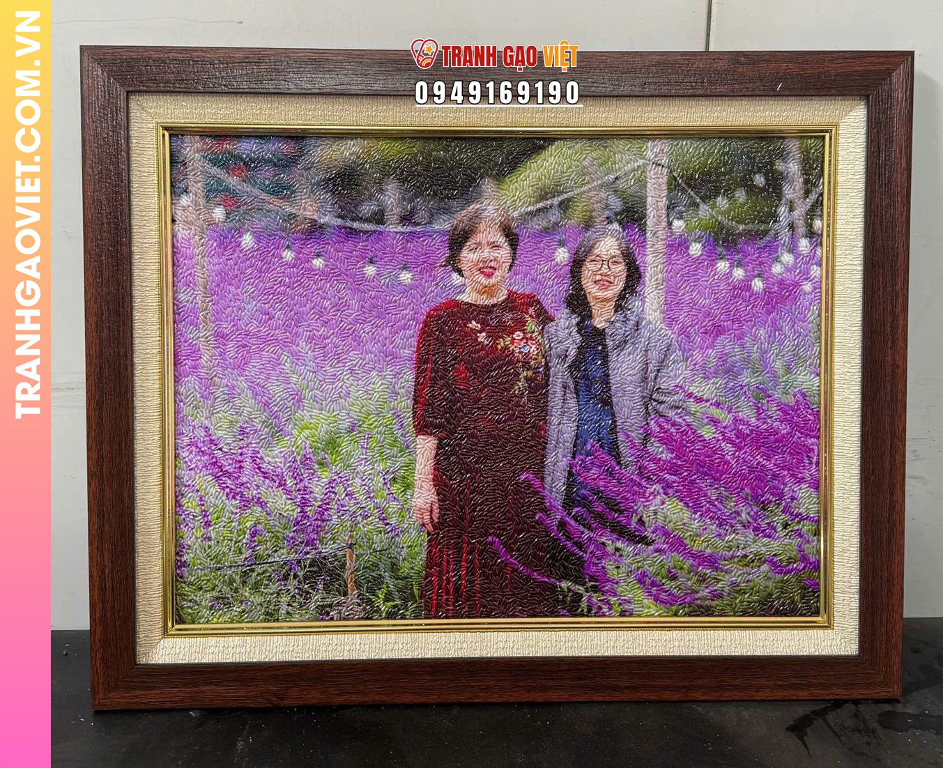 Tranh gạo theo yêu cầu mùa hoa