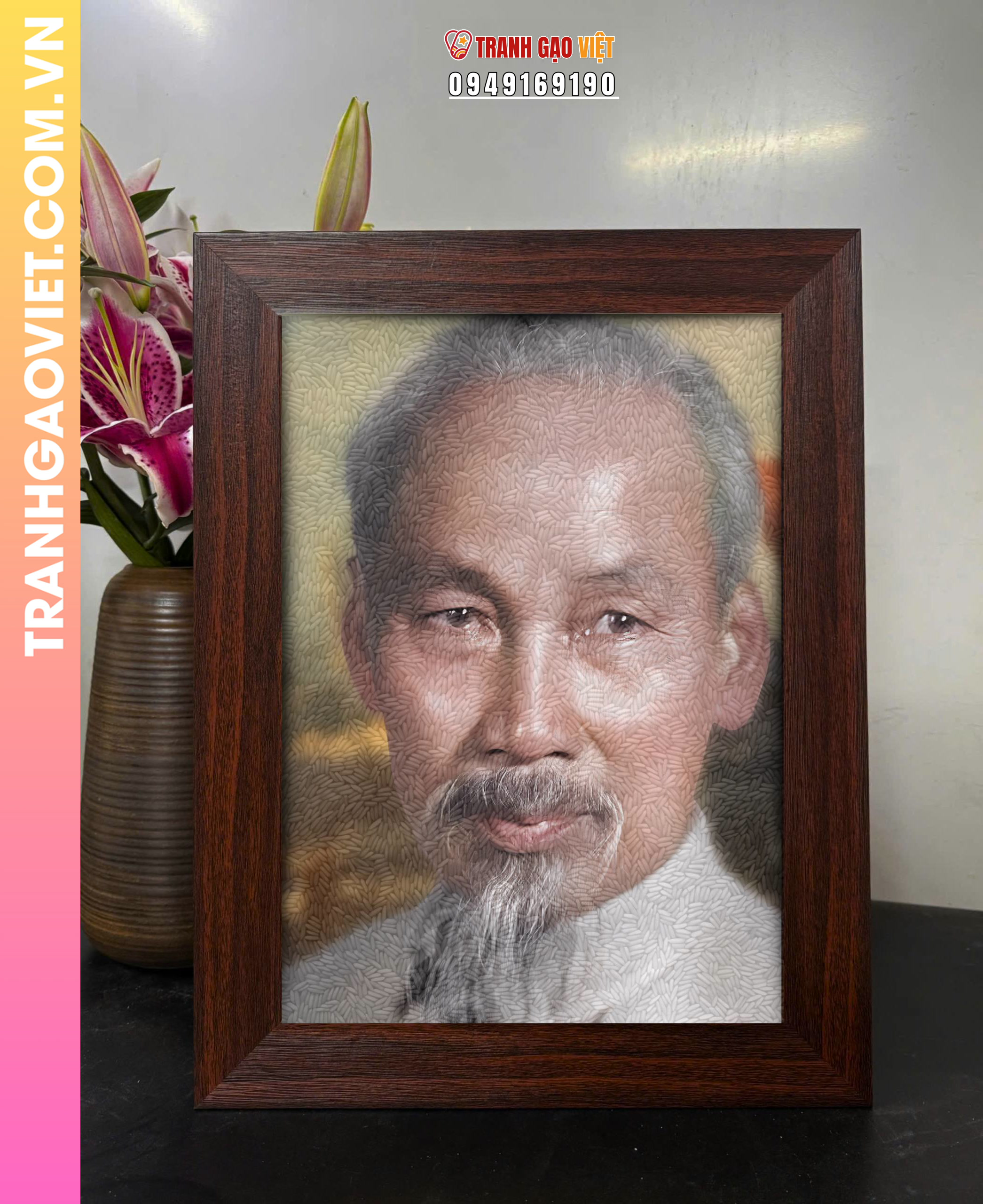 Tranh gạo màu Chân dung Bác Hồ - Ảnh 2