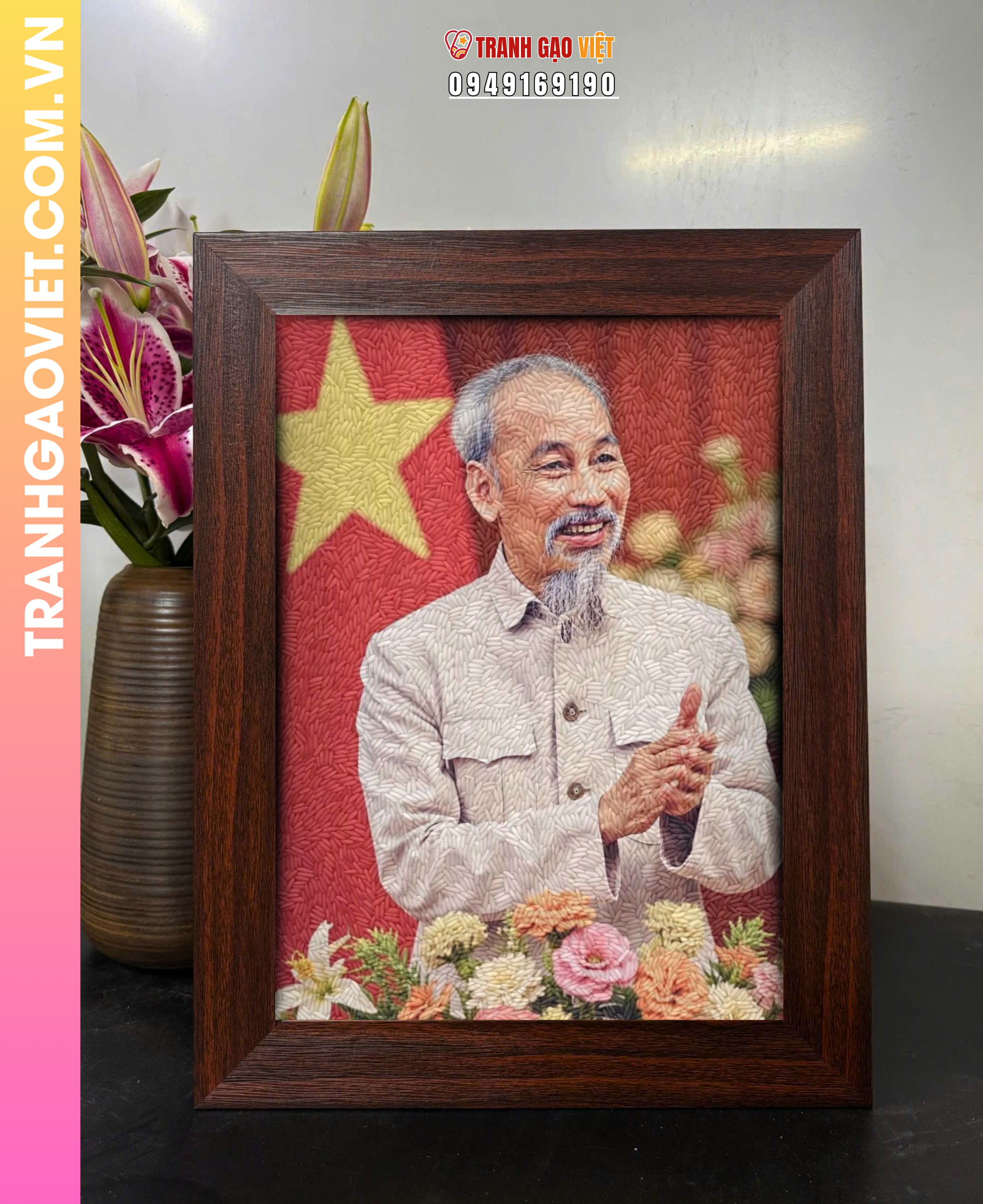 Tranh gạo màu Bác Hồ - Khí Phách Người Lãnh Tụ - Ảnh 2