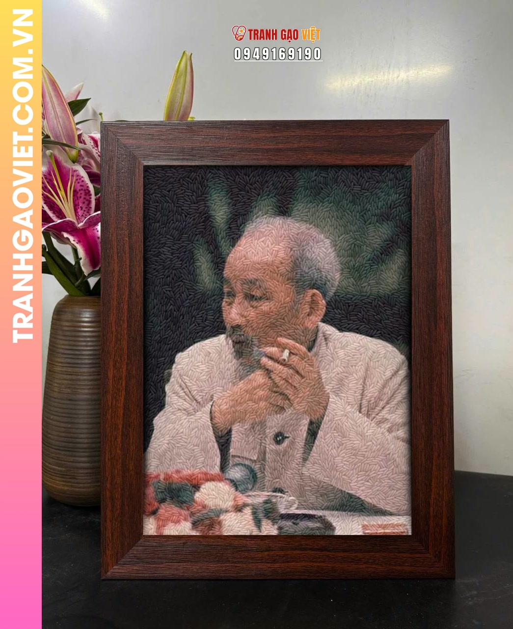 Tranh gạo màu Bác Hồ suy nghĩ - Ảnh 2