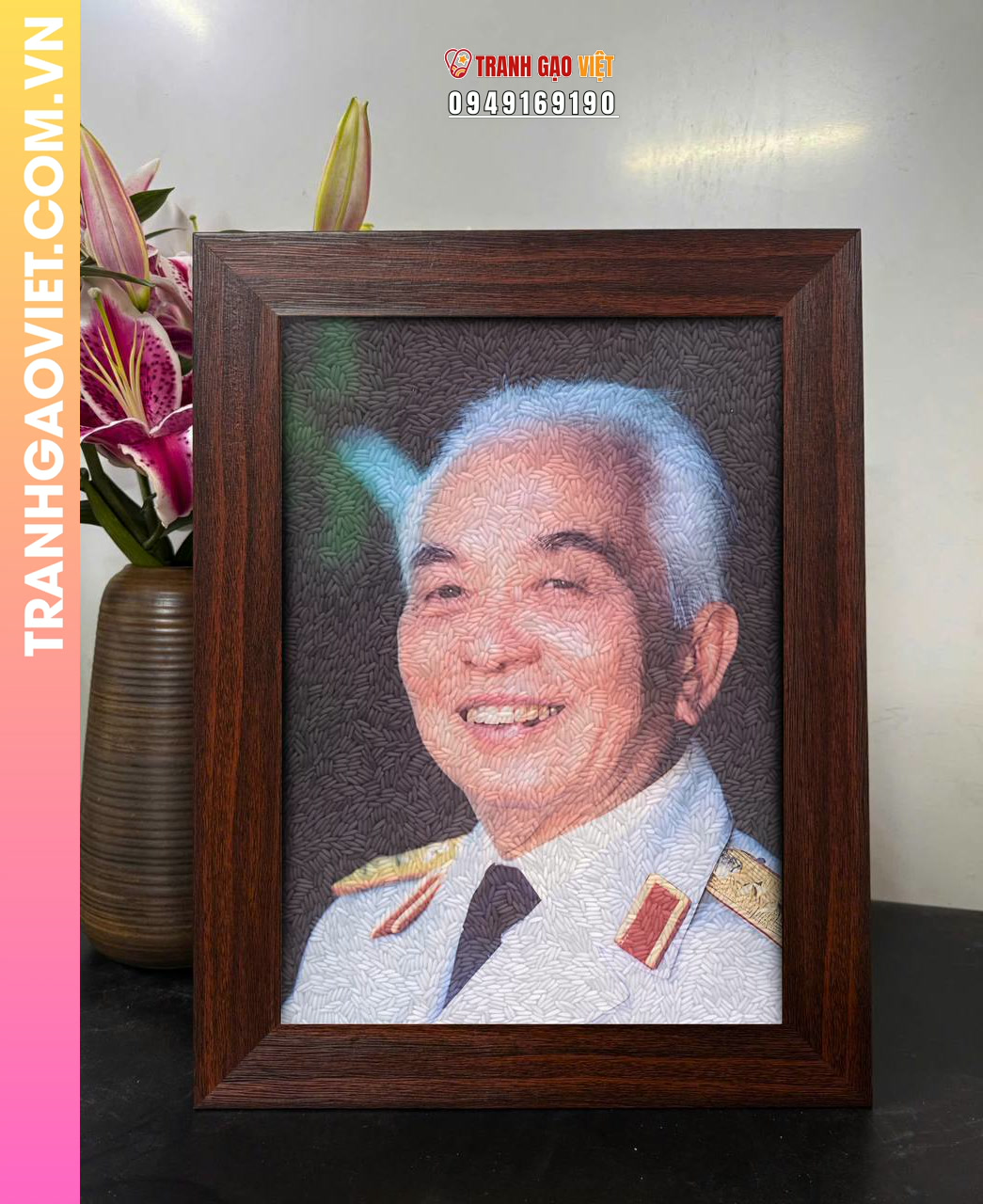 Tranh gạo màu Nụ cười rạng rỡ của Đại tướng Võ Nguyên Giáp - Ảnh 2