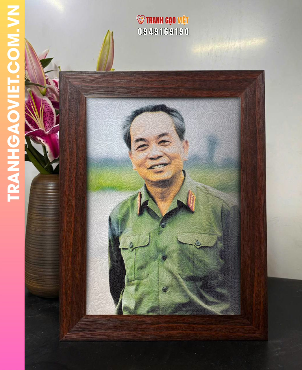 Tranh gạo màu chân dung Đại tướng Võ Nguyên Giáp - Ảnh 2