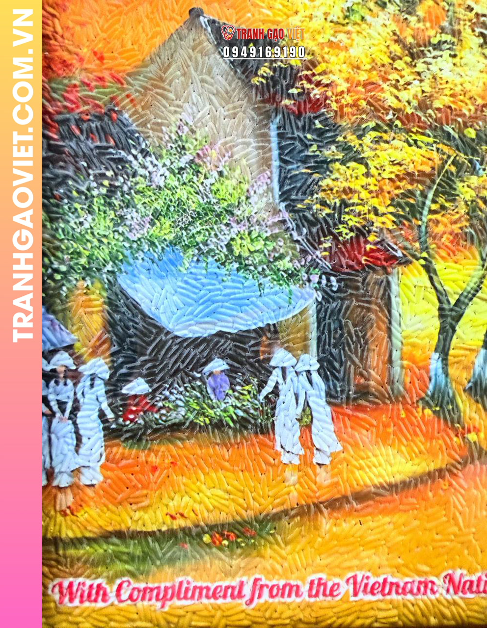 Tranh gạo màu Chiều tà trên phố - Ảnh 3
