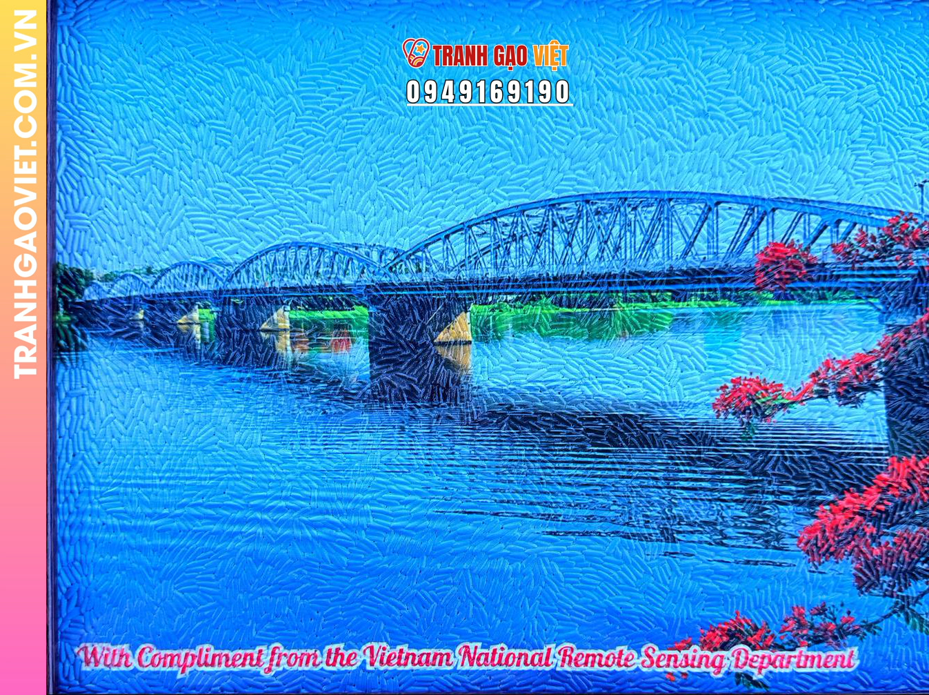 Tranh gạo màu Bình minh trên cầu Tràng Tiền - Ảnh 2