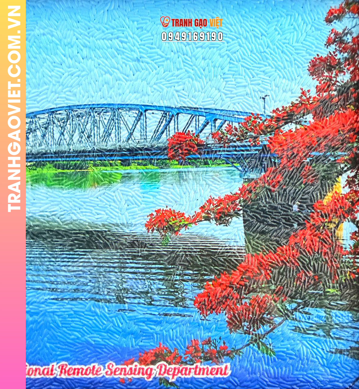 Tranh gạo màu Bình minh trên cầu Tràng Tiền - Ảnh 3