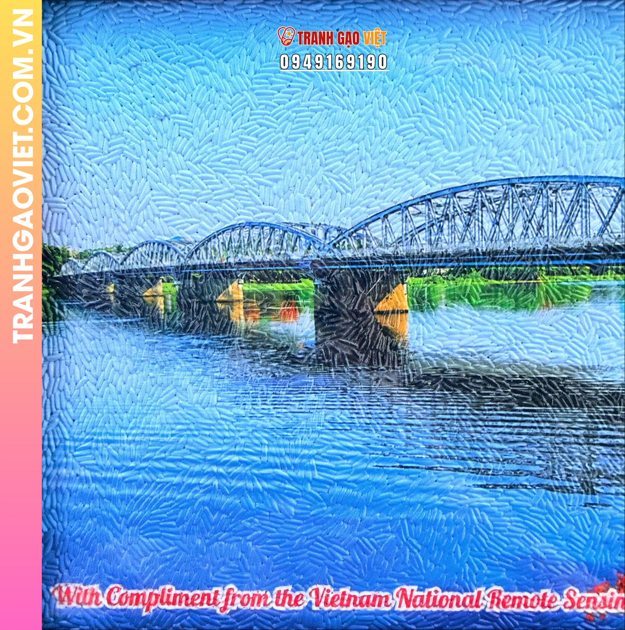 Tranh gạo màu Bình minh trên cầu Tràng Tiền - Ảnh 4