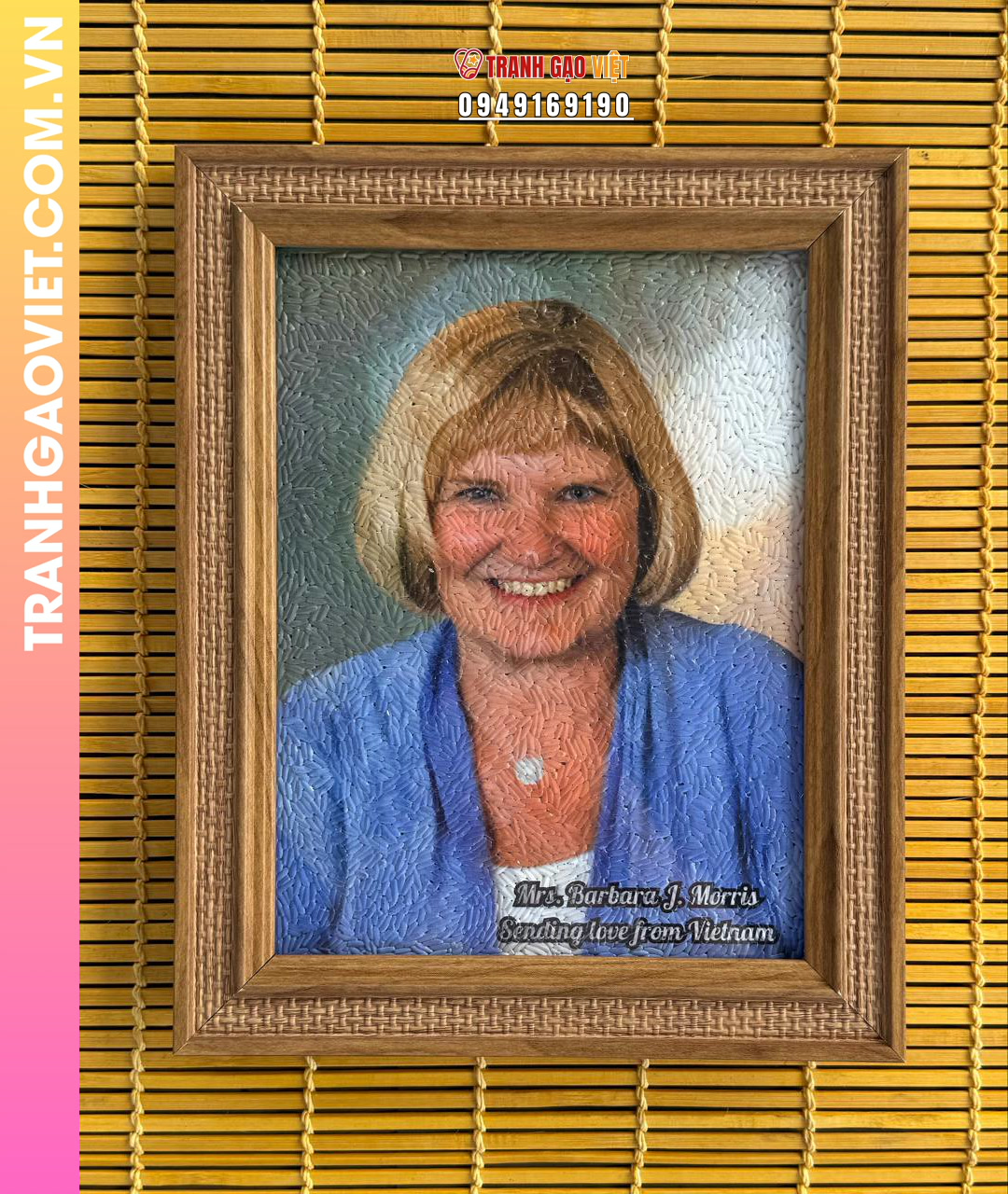 Tranh gạo màu Người phụ nữ ngoại quốc