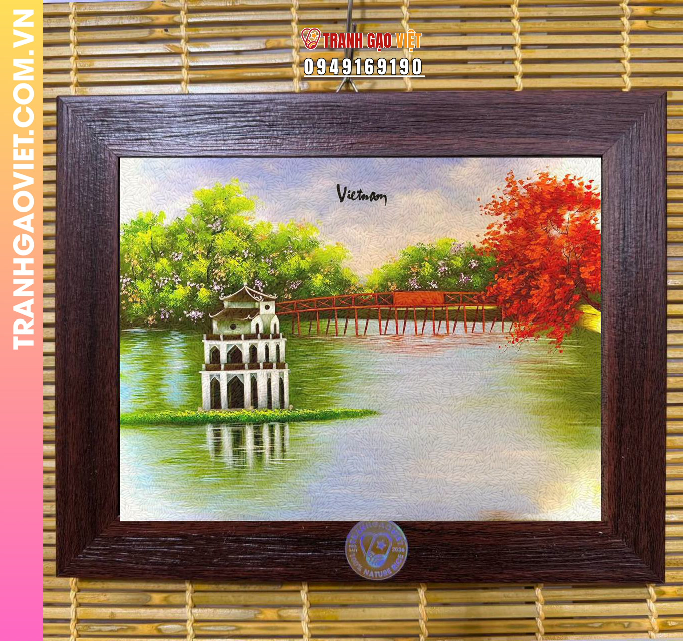 Tranh Gạo Màu Tháp Rùa Hà Nội