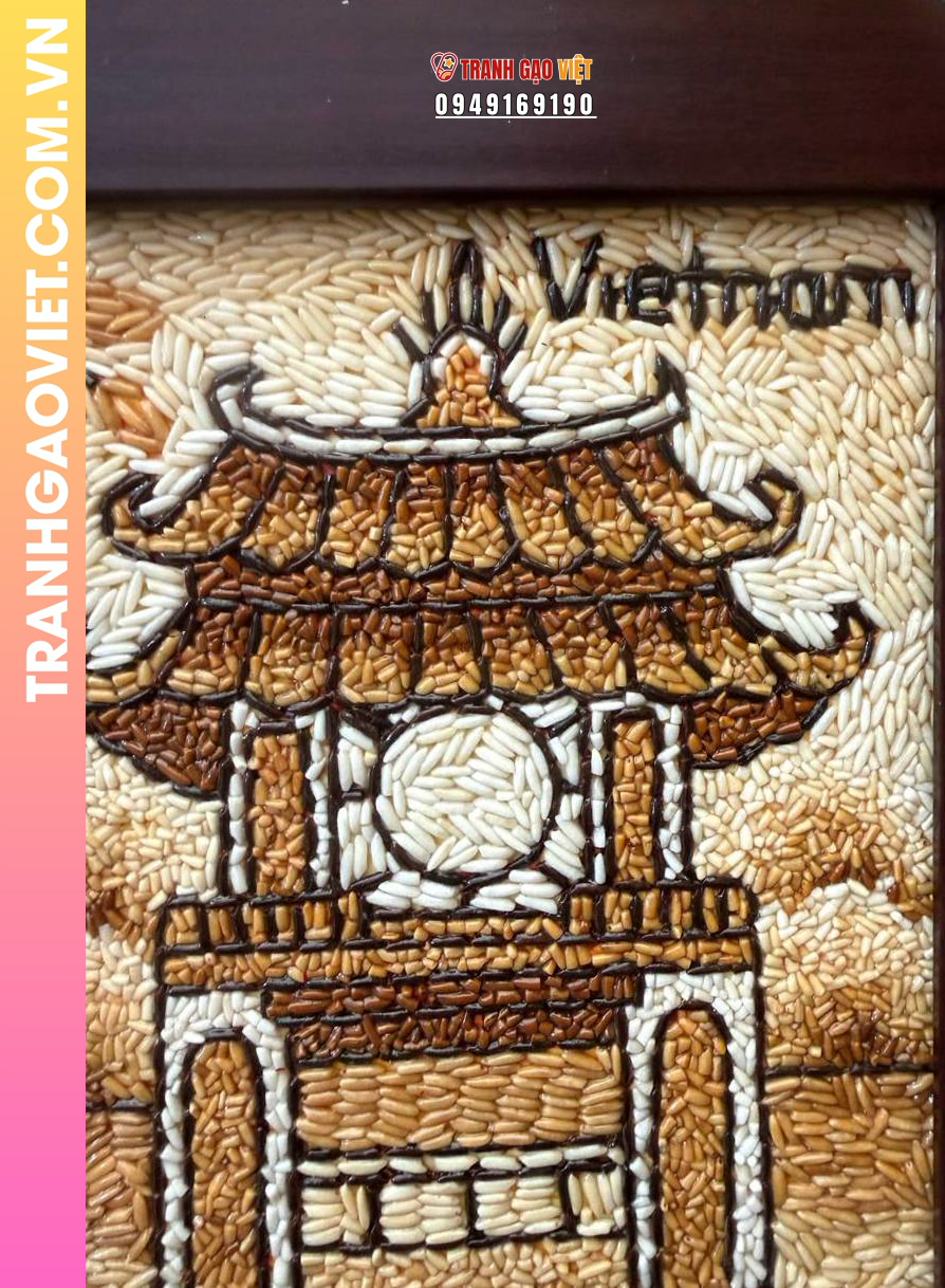 Tranh gạo Khuê Văn Các bản đề bàn 20x25cm - Ảnh 2