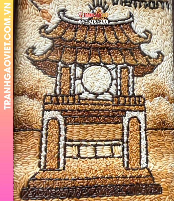 Tranh gạo Khuê Văn Các bản đề bàn 20x25cm - Ảnh 3