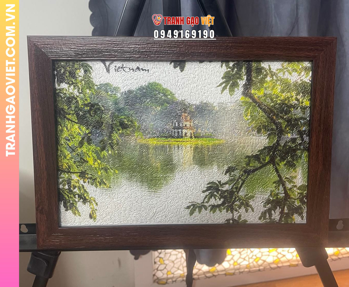 Tranh gạo Tháp Rùa Ban Mai kích cỡ 20x30 cm Hình ảnh Tranh gạo Tháp Rùa Ban Mai kích cỡ 20x30 cm - Ảnh thực tế sản phẩm Tranh Gạo