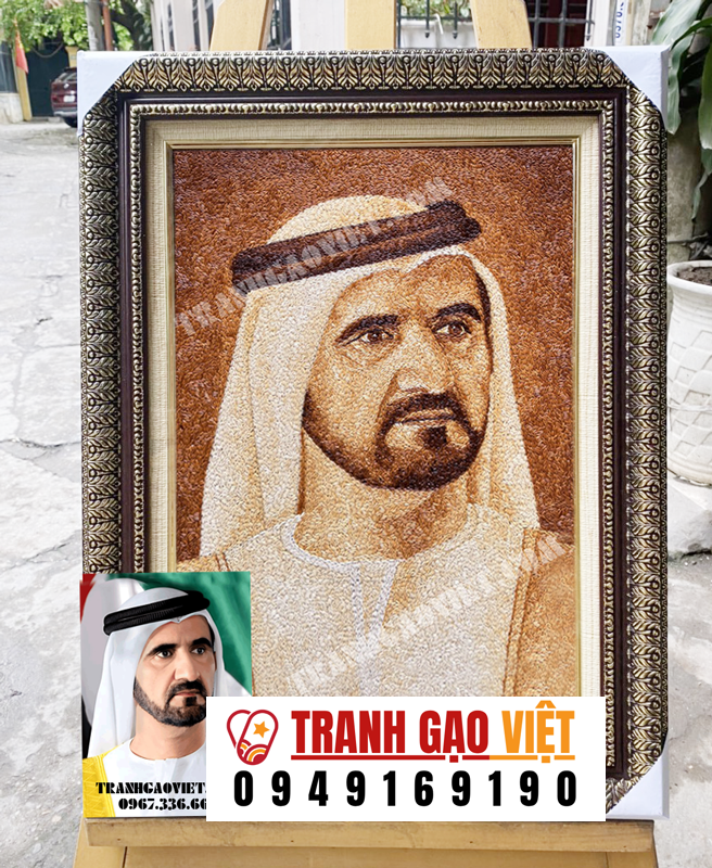 Quà tặng đối tác -Chân dung Người cai trị Dubai, Hoàng thân Sheikh Mohammed bin Rashid Al Maktoum, Phó Tổng thống kiêm Thủ tướng UAE Hình ảnh Quà tặng đối tác -Chân dung Người cai trị Dubai, Hoàng thân Sheikh Mohammed bin Rashid Al Maktoum, Phó Tổng thống kiêm Thủ tướng UAE - Ảnh thực tế sản phẩm Tranh Gạo