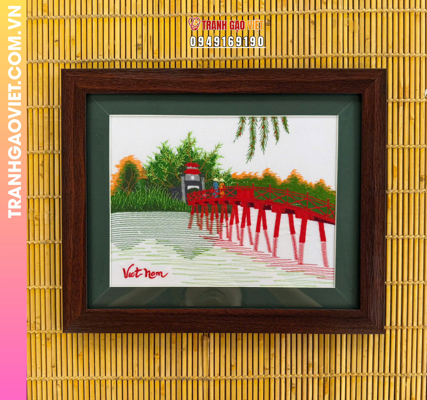 Tranh thêu cầu Thê Húc Hồ Gươm Hà Nội