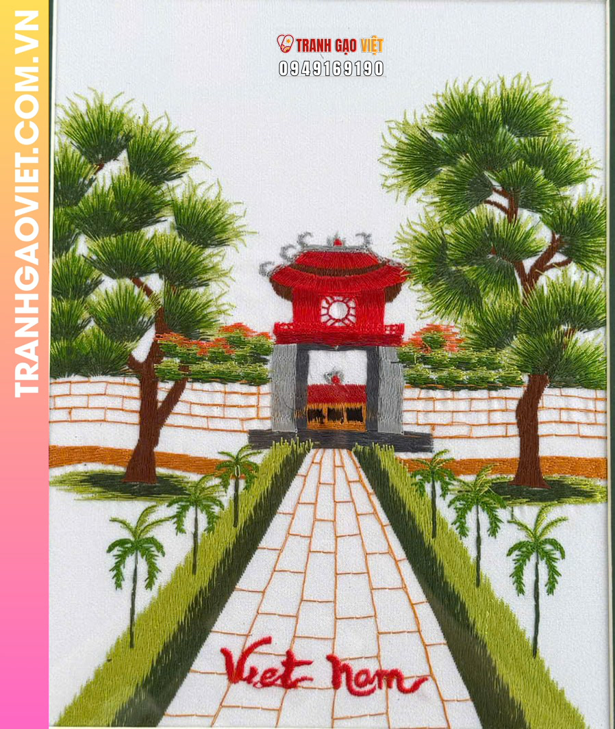Tranh thêu tay Khuê Văn Các Văn Miếu Quốc Tử Giám - Ảnh 2