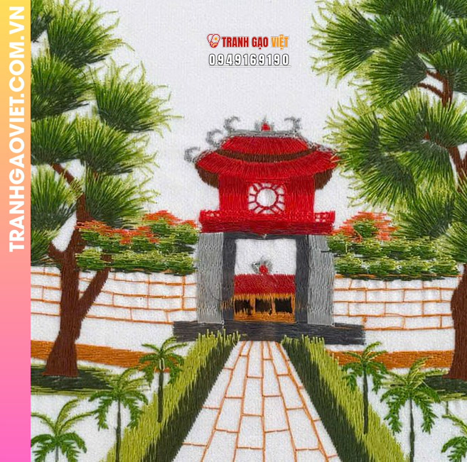 Tranh thêu tay Khuê Văn Các Văn Miếu Quốc Tử Giám - Ảnh 3