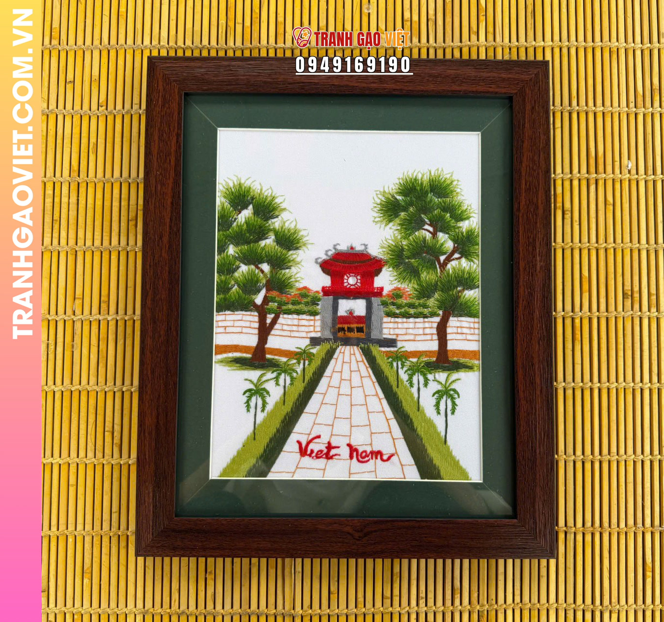 Tranh thêu tay Khuê Văn Các Văn Miếu Quốc Tử Giám