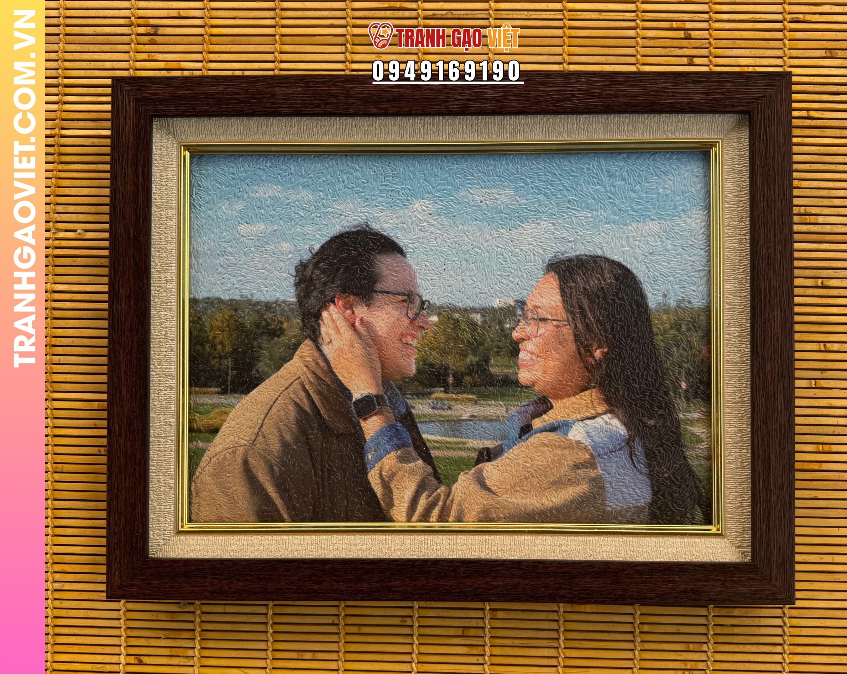 Tranh gạo Tình Yêu của Cặp Đôi