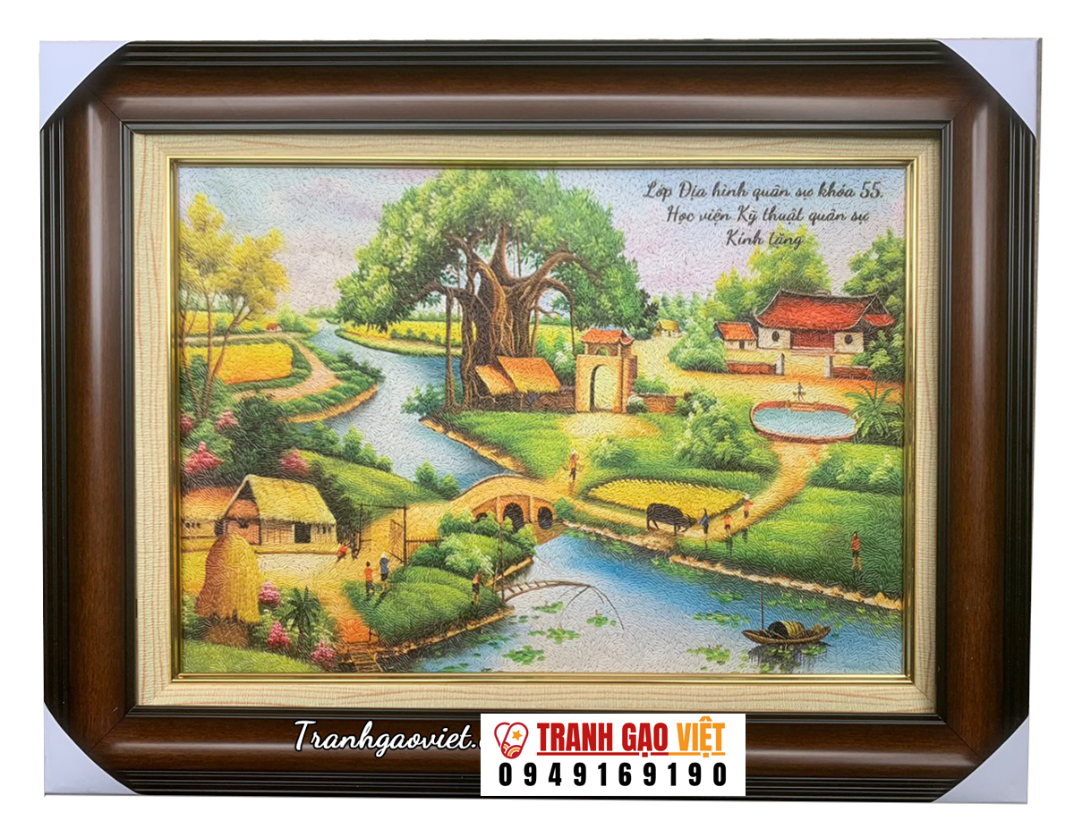 Tranh phong cảnh làng quê Hình ảnh Tranh phong cảnh làng quê - Ảnh thực tế sản phẩm Tranh Gạo