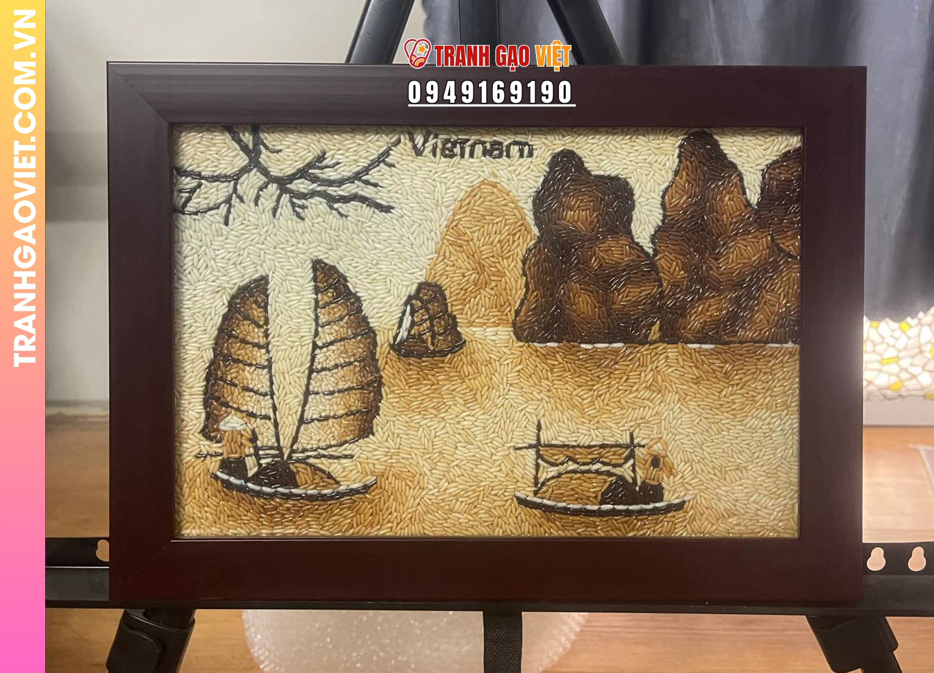 Tranh gạo Vịnh Hạ Long bản ngang 20x30cm