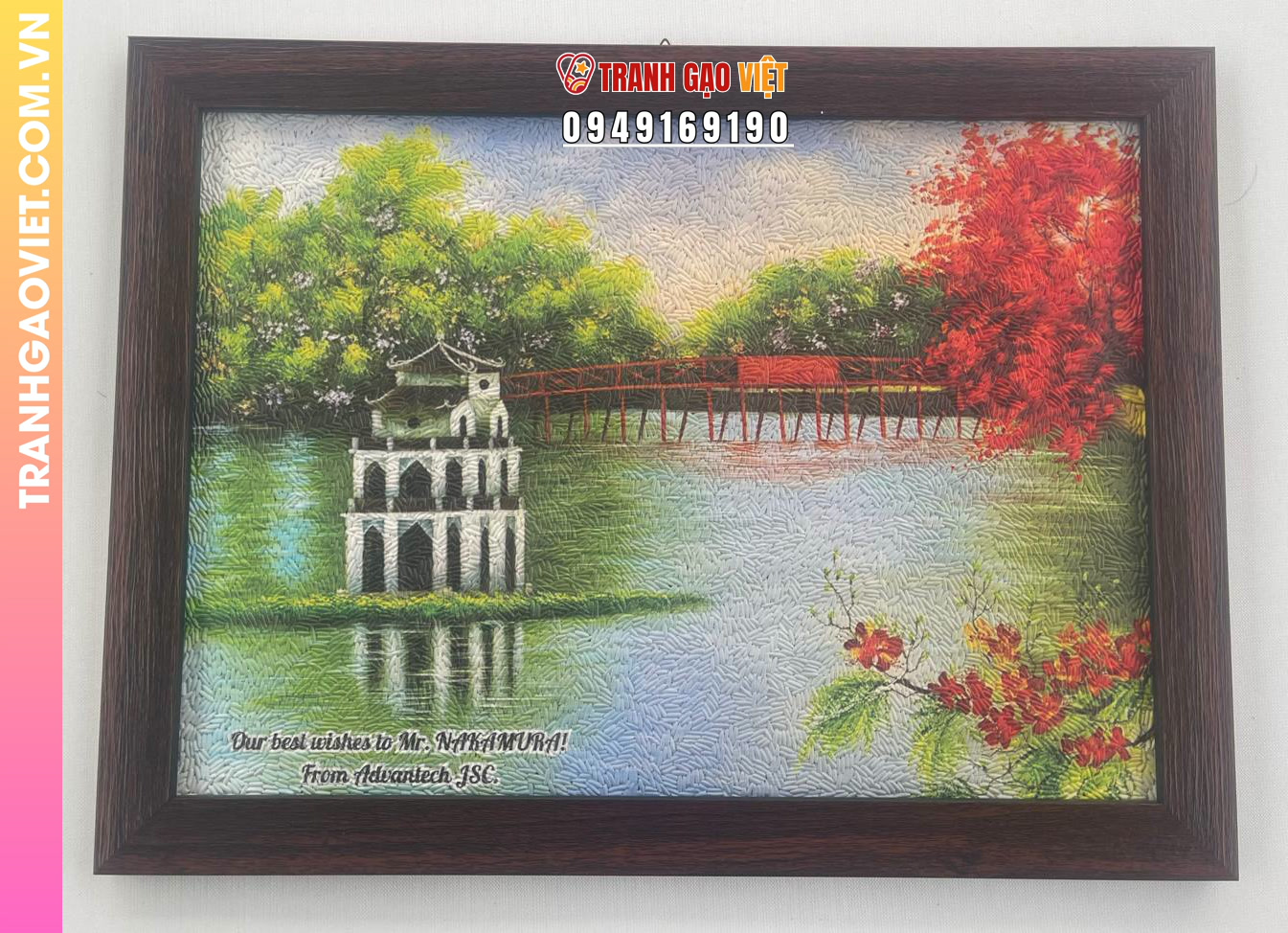 Tranh gạo Buổi Sáng Hồ Gươm tranh đặt biếu tặng quà kỷ niệm - Ảnh 2