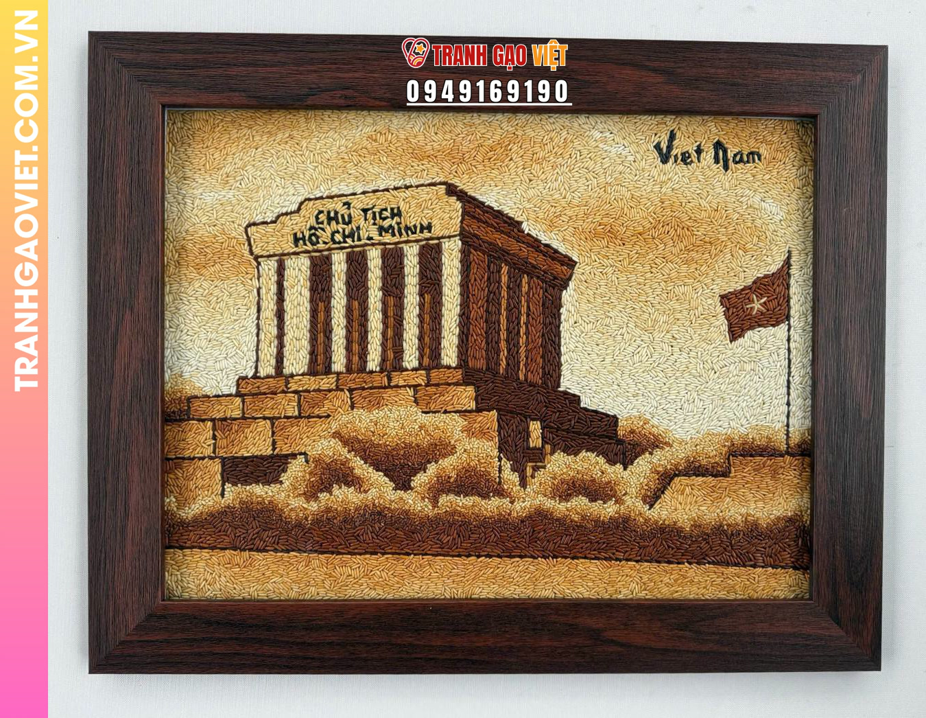 Tranh gạo Lăng Chủ Tịch Hồ Chí Minh bản 30x40 cm - Ảnh 2
