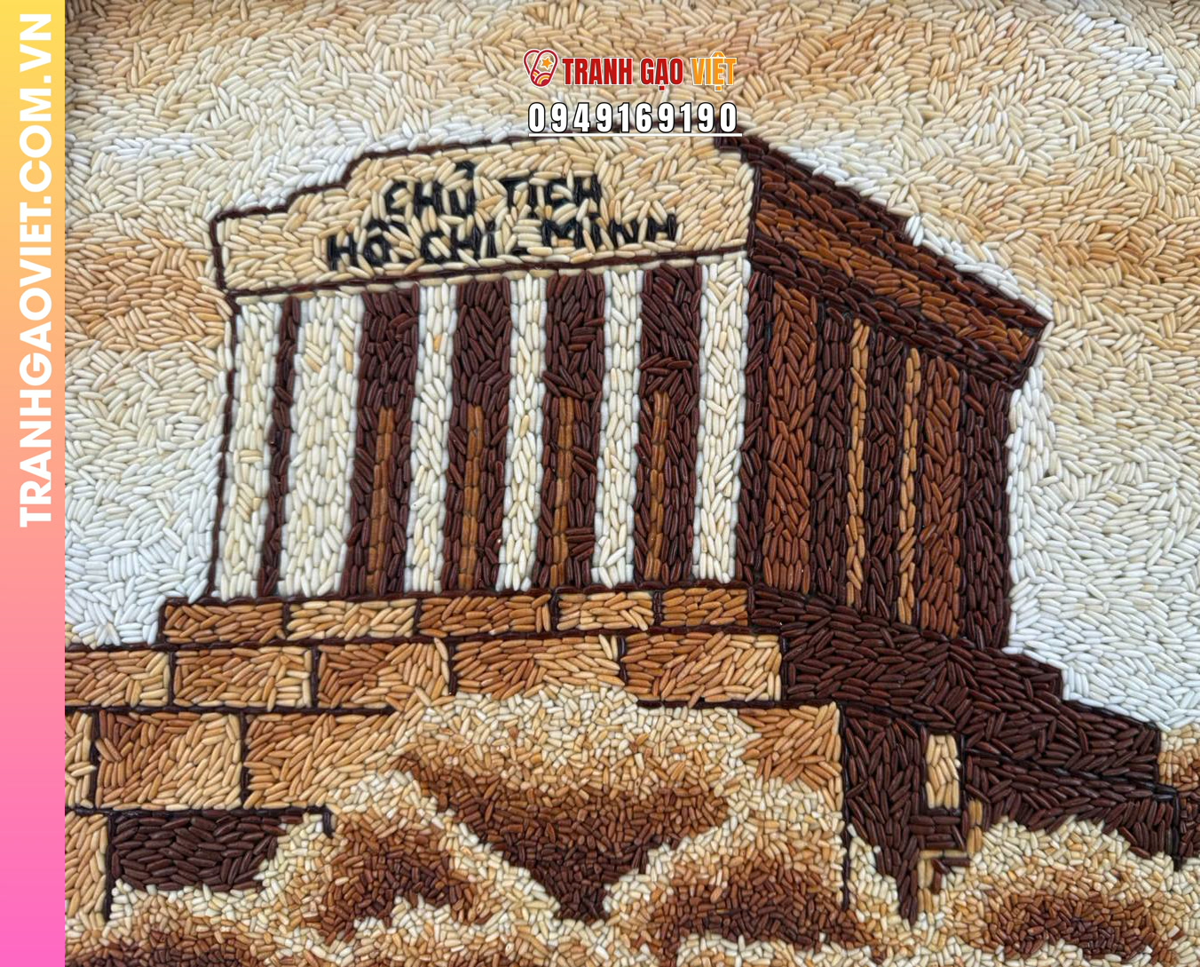 Tranh gạo Lăng Chủ Tịch Hồ Chí Minh bản 30x40 cm - Ảnh 3