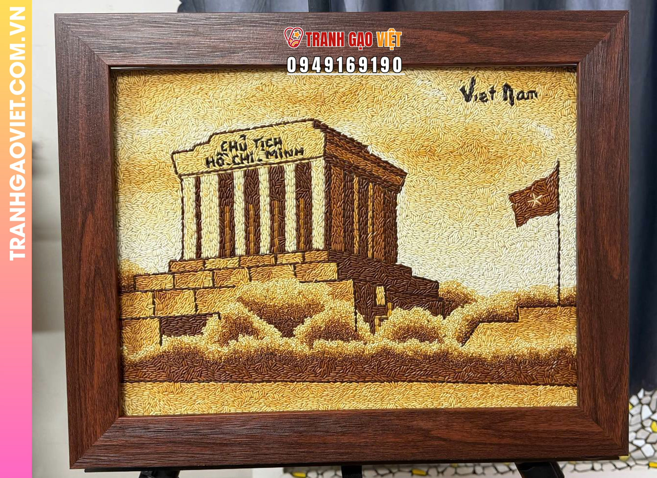 Tranh gạo Lăng Chủ Tịch Hồ Chí Minh bản 30x40 cm