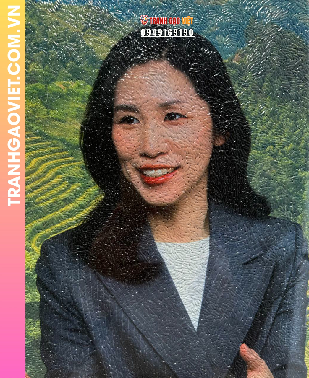 Tranh gạo màu Chân dung nữ lãnh đạo - Ảnh 2