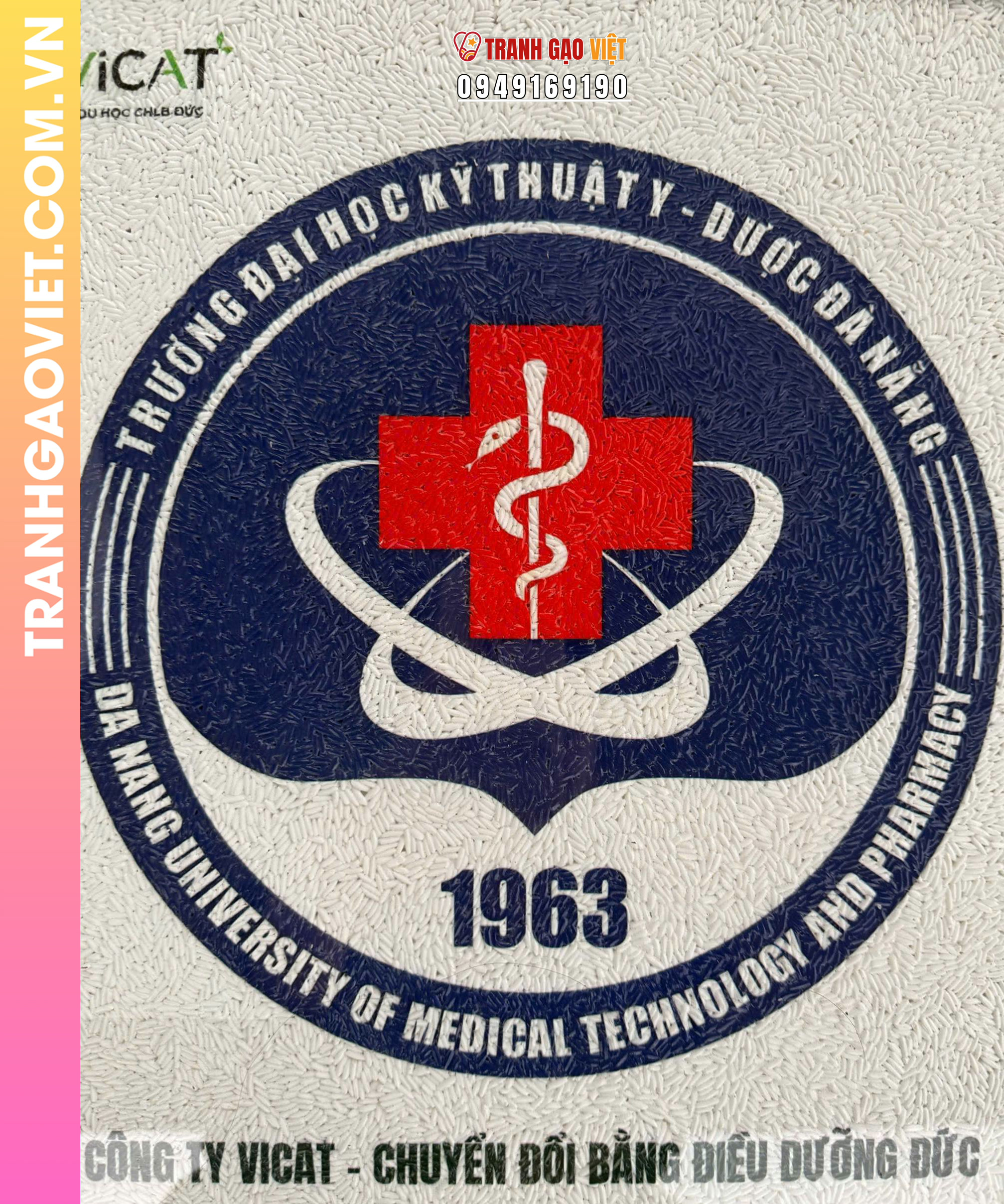 Tranh gạo logo Trường Đại Học Kỹ Thuật Y Dược Đà Nẵng - Ảnh 2